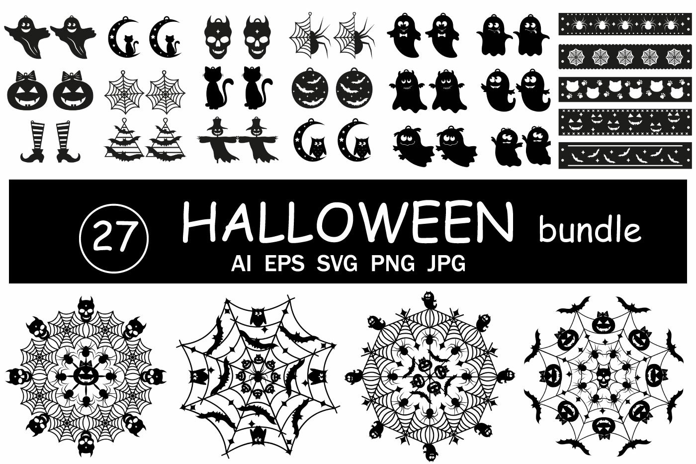 Festive bundle Halloween svg, stickers, clipart, papercut view 3