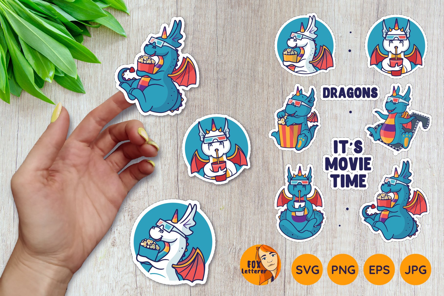 Rainbow Dragon, unicorn monster. Printable stickers sub