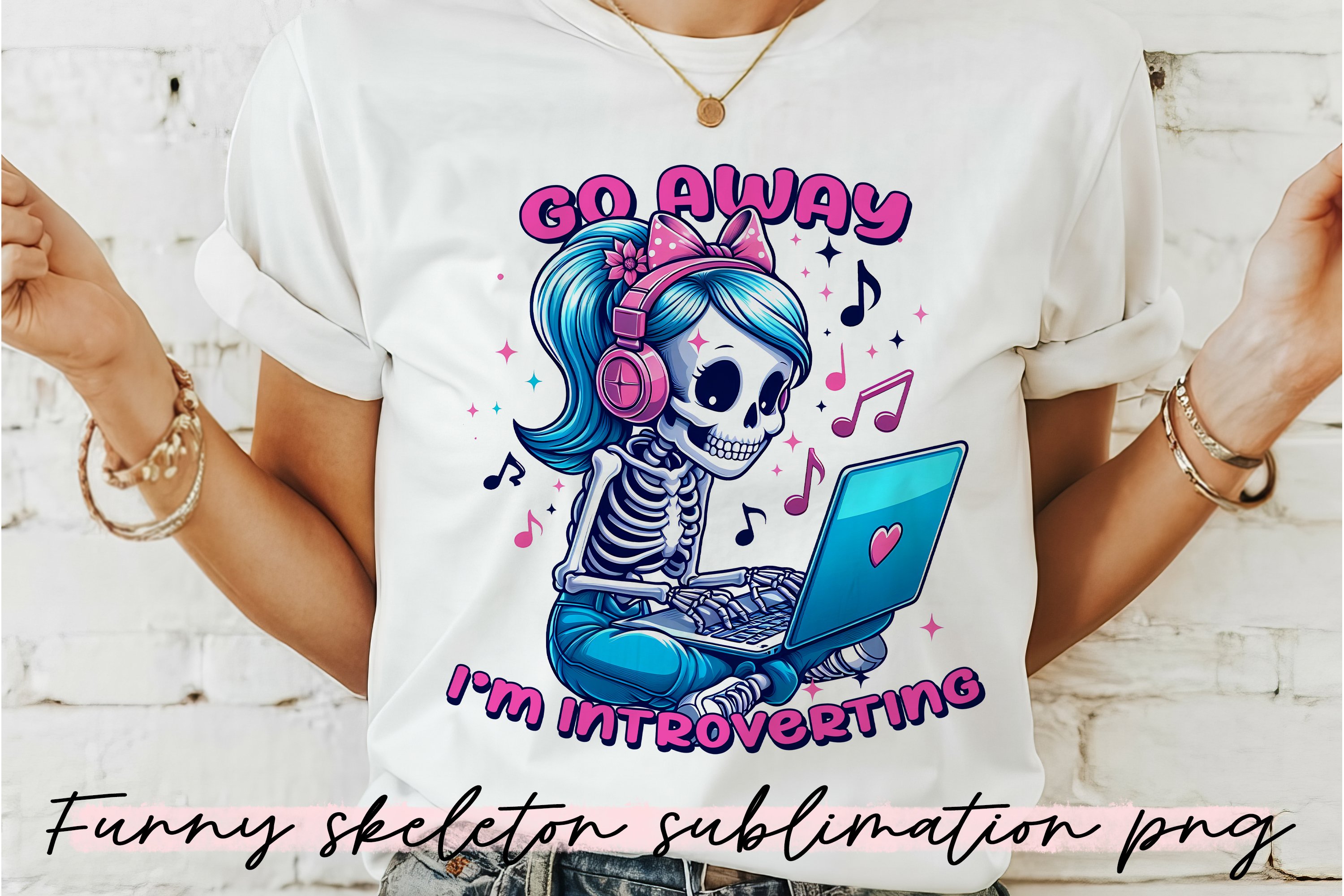 Funny Skeleton sayings Sublimation BUNDLE PNG. view 3