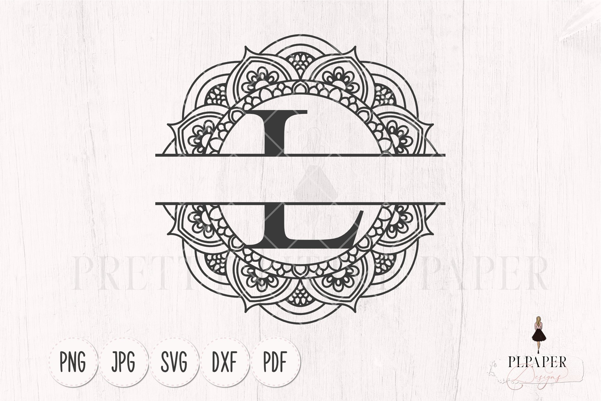 Split monogram letters svg, Monogram frames svg view 3