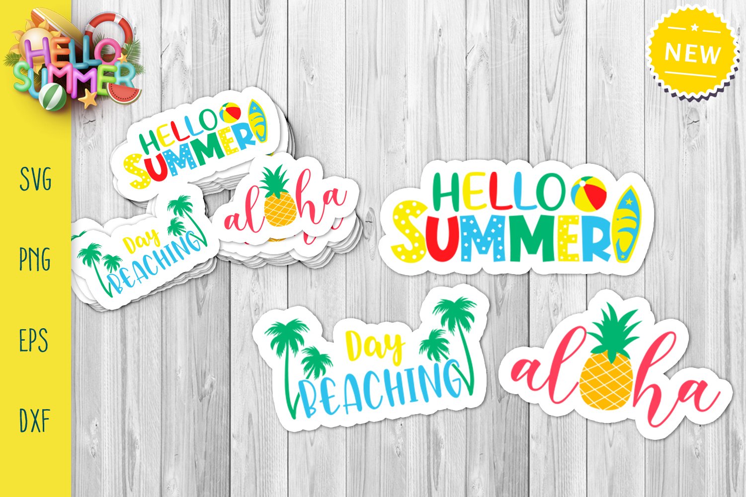 Summer Sticker Bundle Svg. Summer Svg, Summer Quotes Sticker view 3