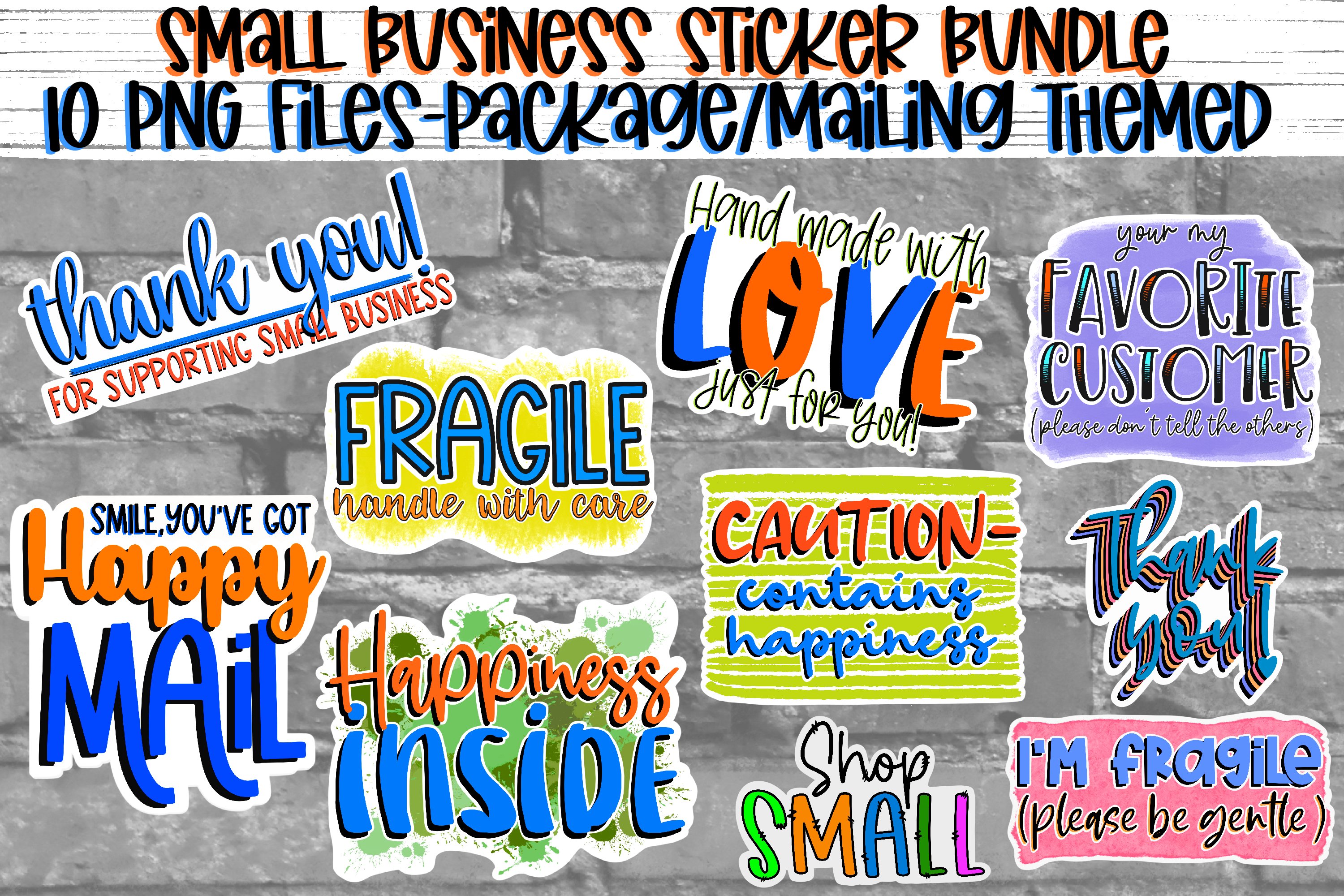 Small Business Sticker Bundle|Mailing,Packing,Thank You|PNGs