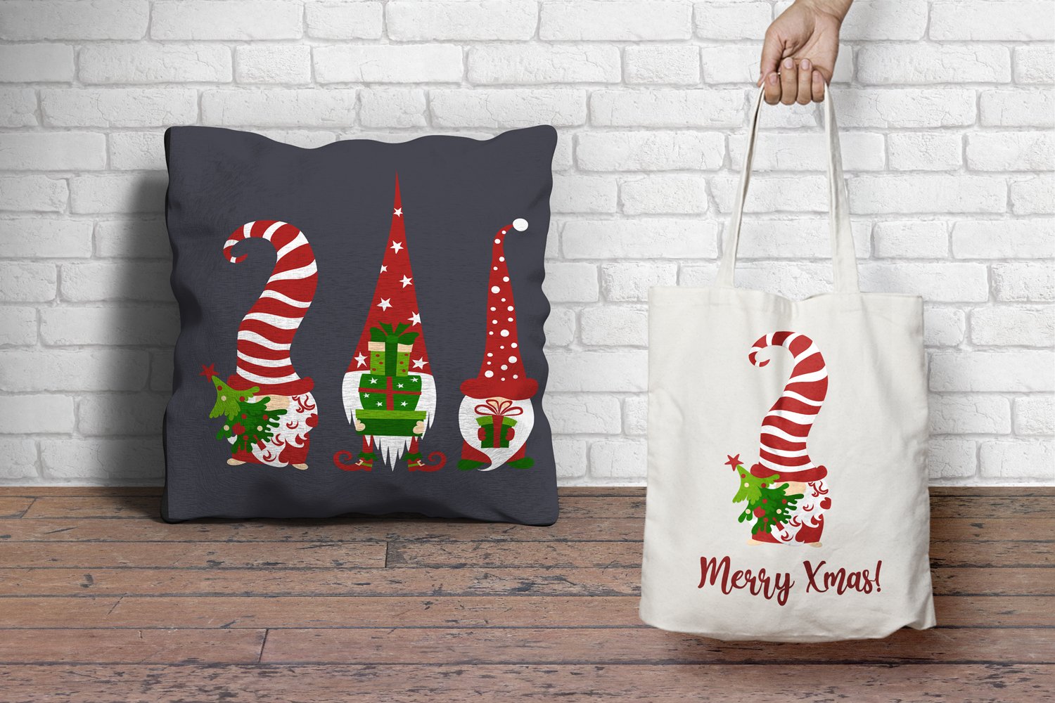 Cute Christmas bundle. SVG gnomes, elves, trees, rainbows. view 3