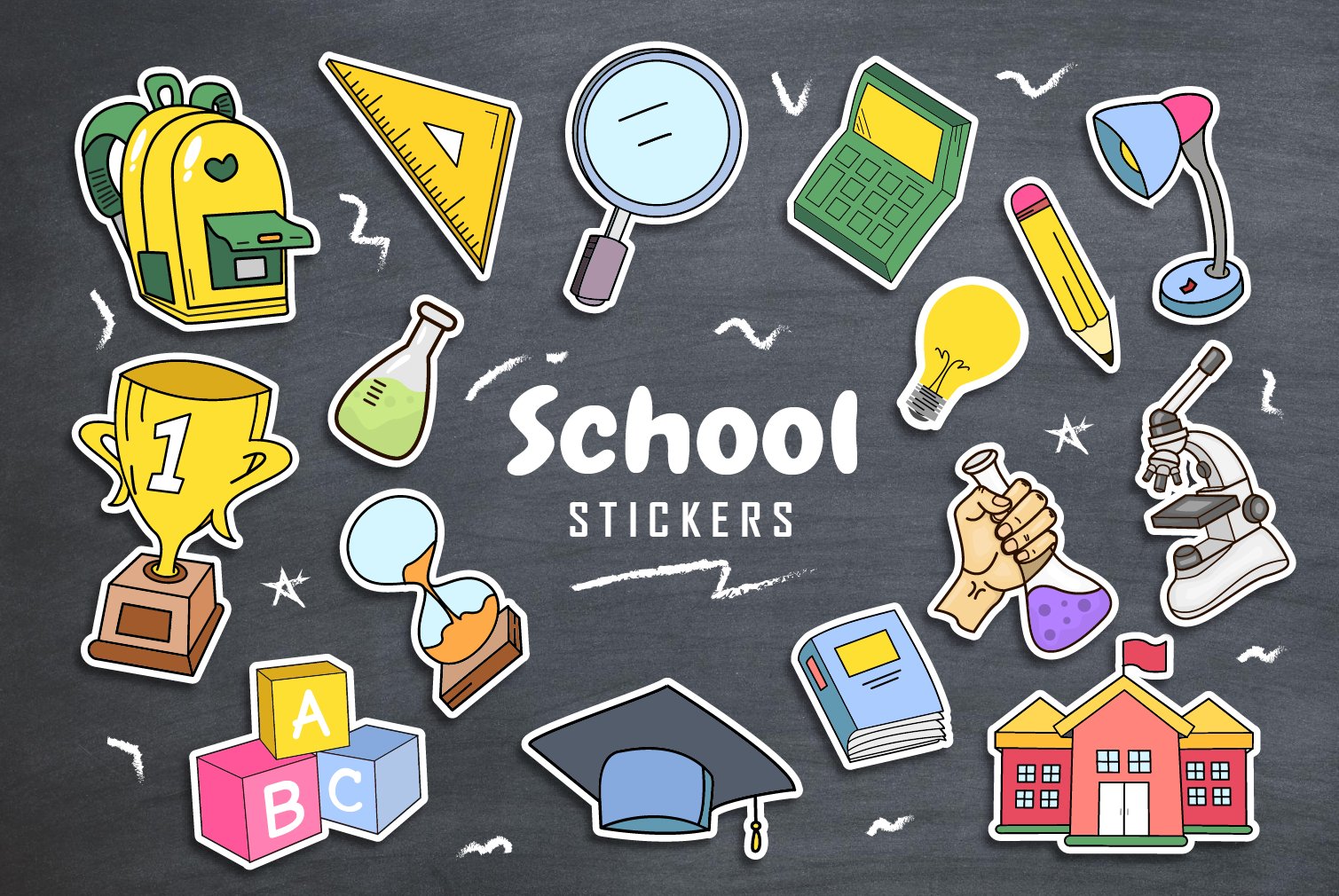 School Stickers Cricut Design. PNG, SVG.