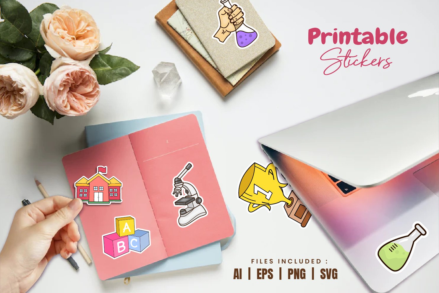 School Stickers Cricut Design. PNG, SVG. view 2