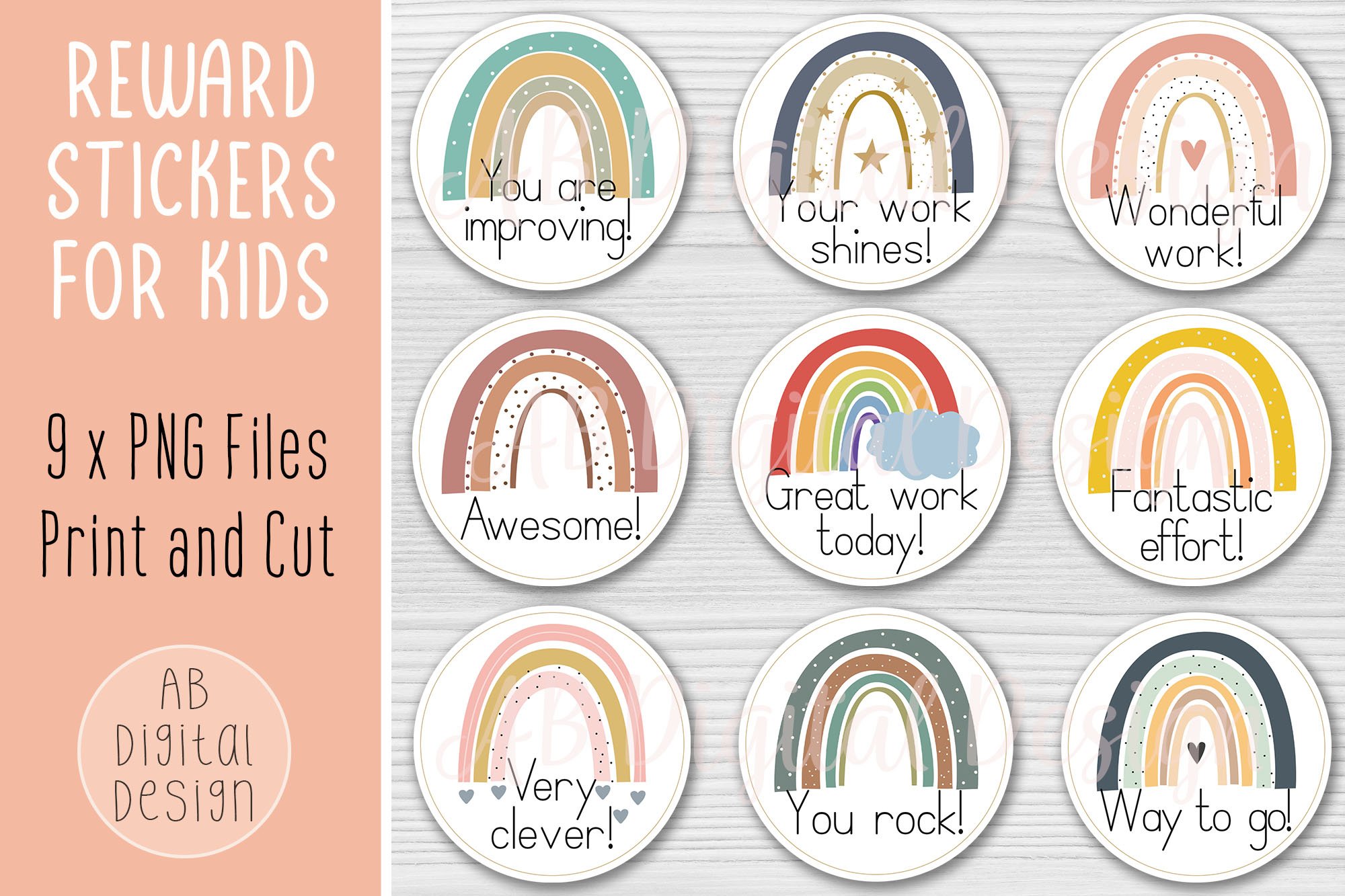 Rainbow Reward Stickers for Kids | School Teacher Stickers
