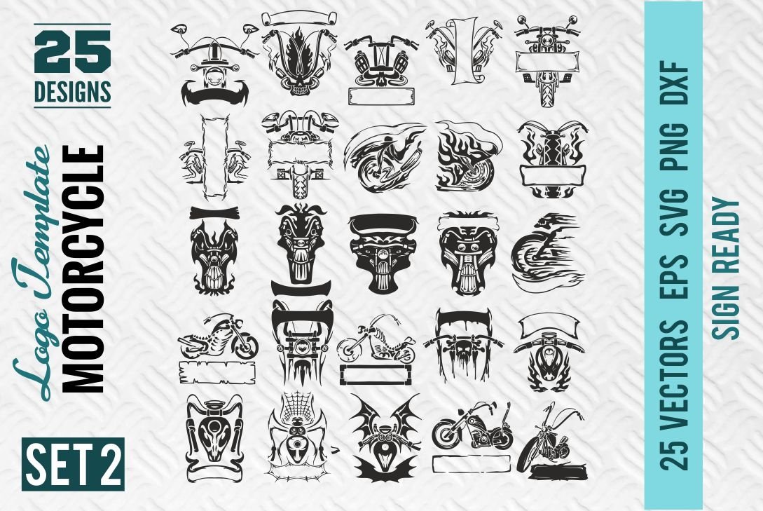 Bundle 2 Motorcycle Logo Template SVG Sign Bike Motor SVG view 2