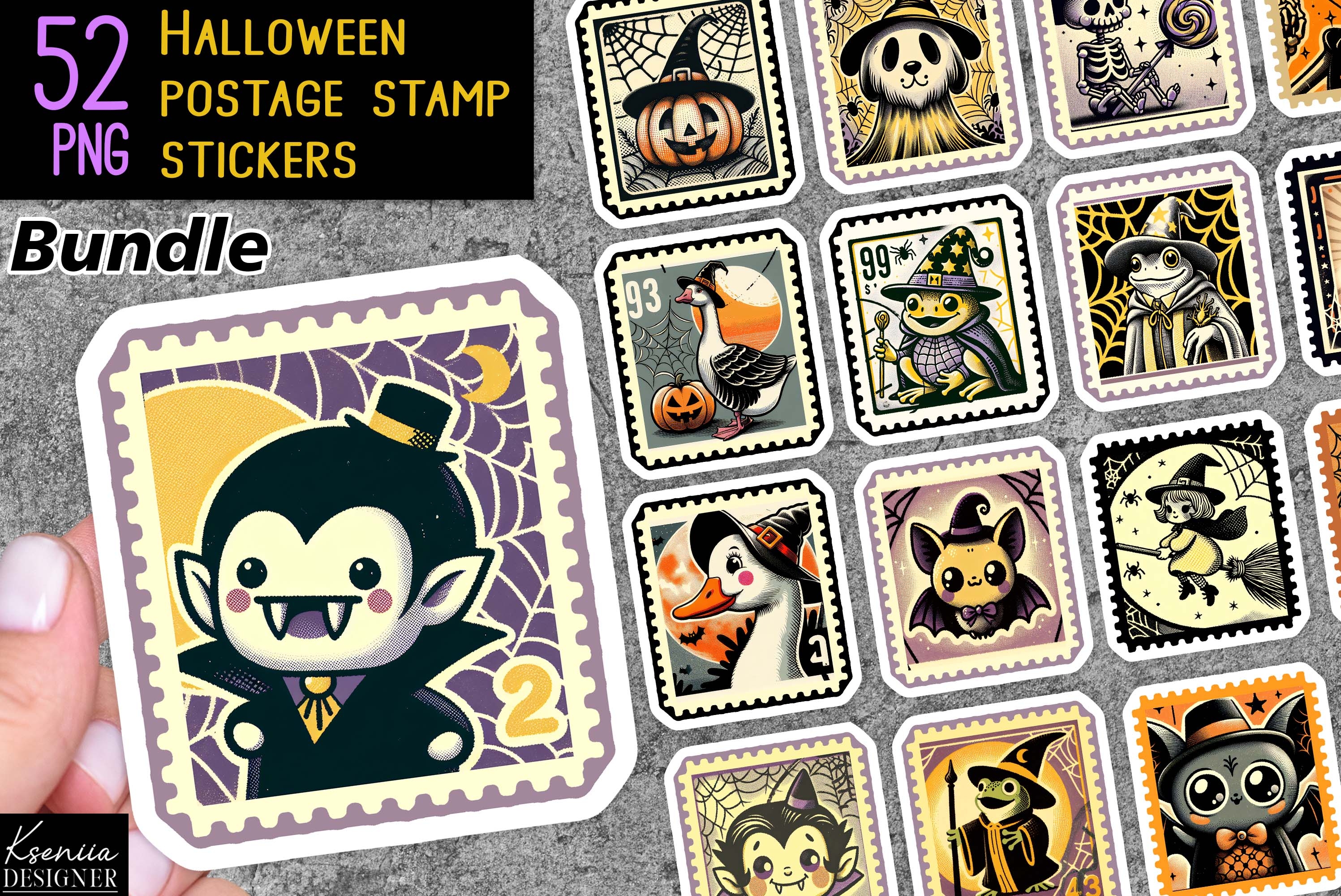 Halloween Sticker Big Trendy Bundle|Iridescent|Postage Stamp