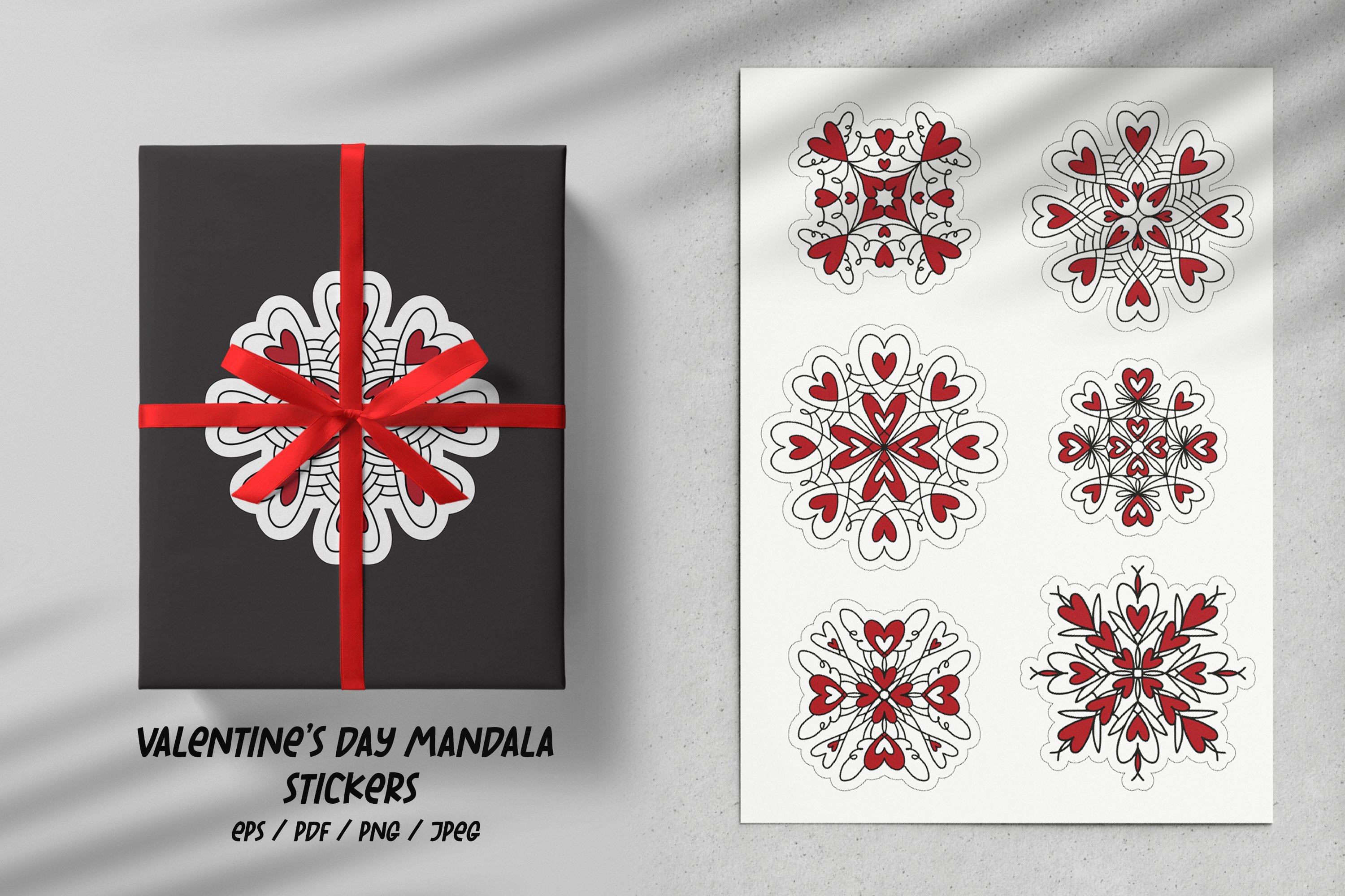 Valentines Day mandala stickers
