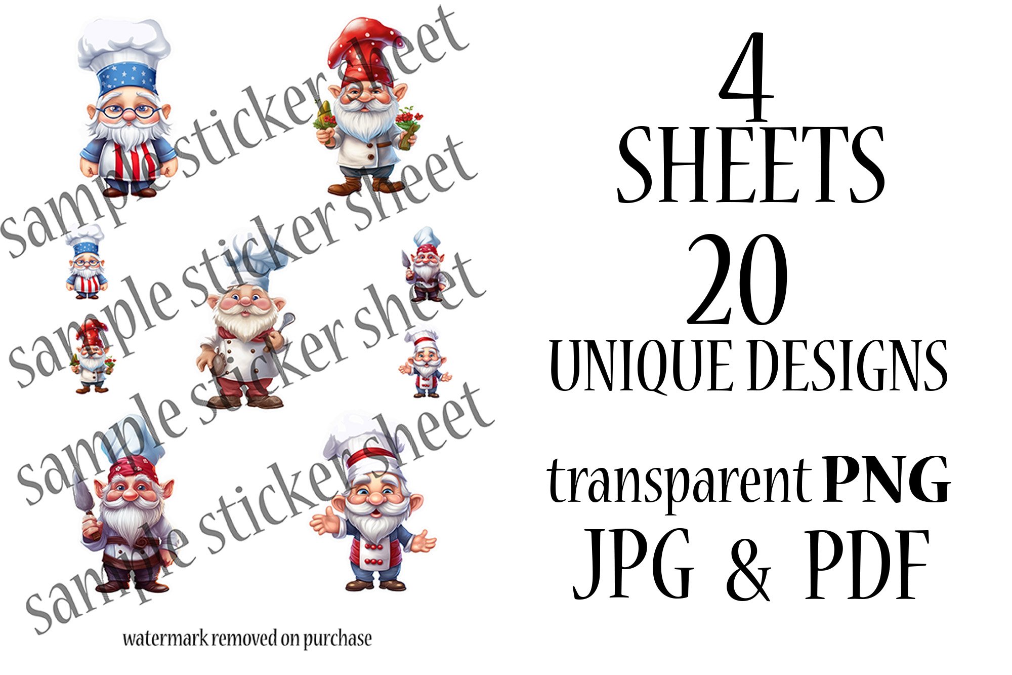 Cute Chef Gnomes - Cool Cooking and Food Stickers view 3