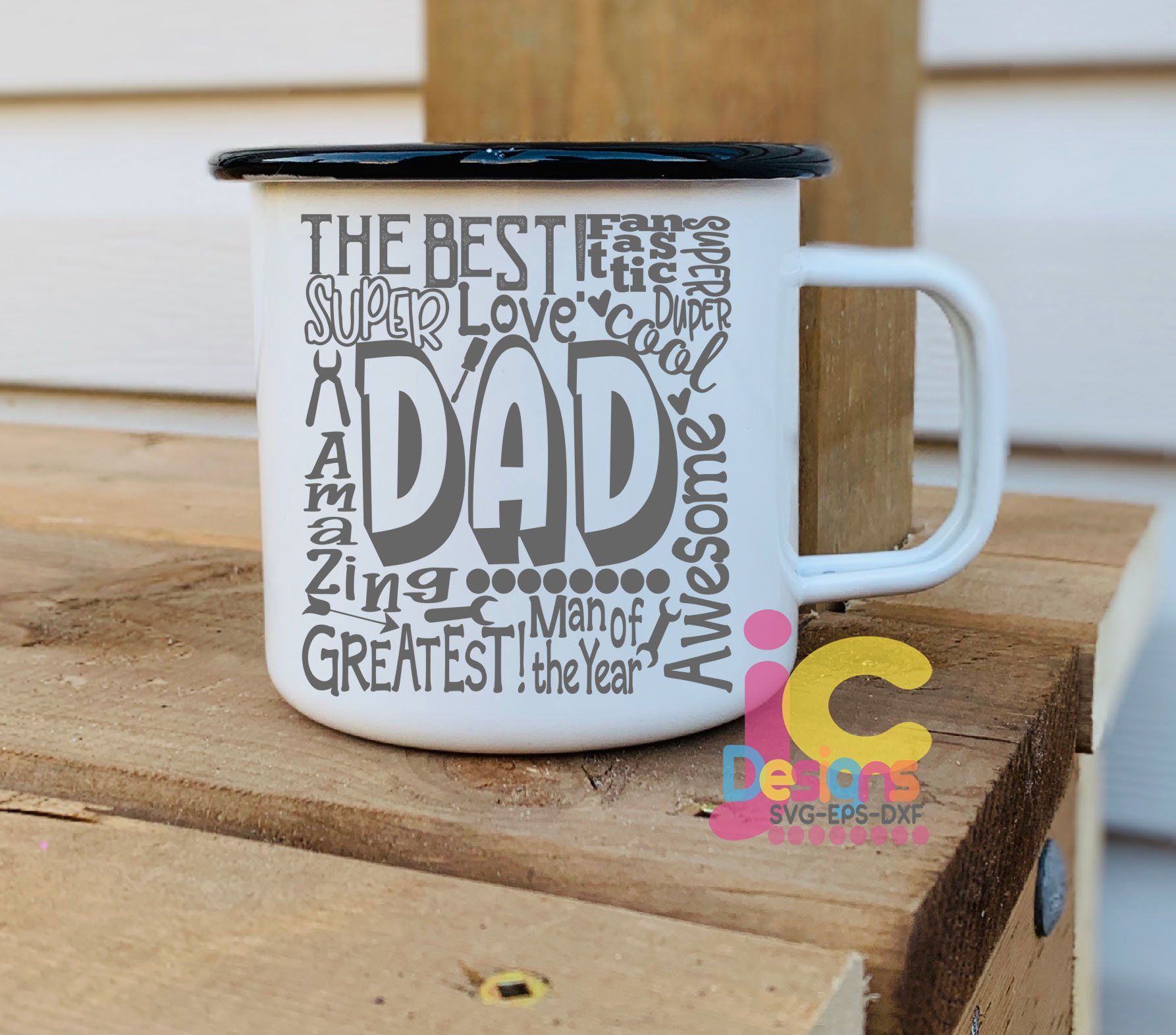 Fathers Day SVG Typography Bundle word art Svg, Eps, Dxf view 3