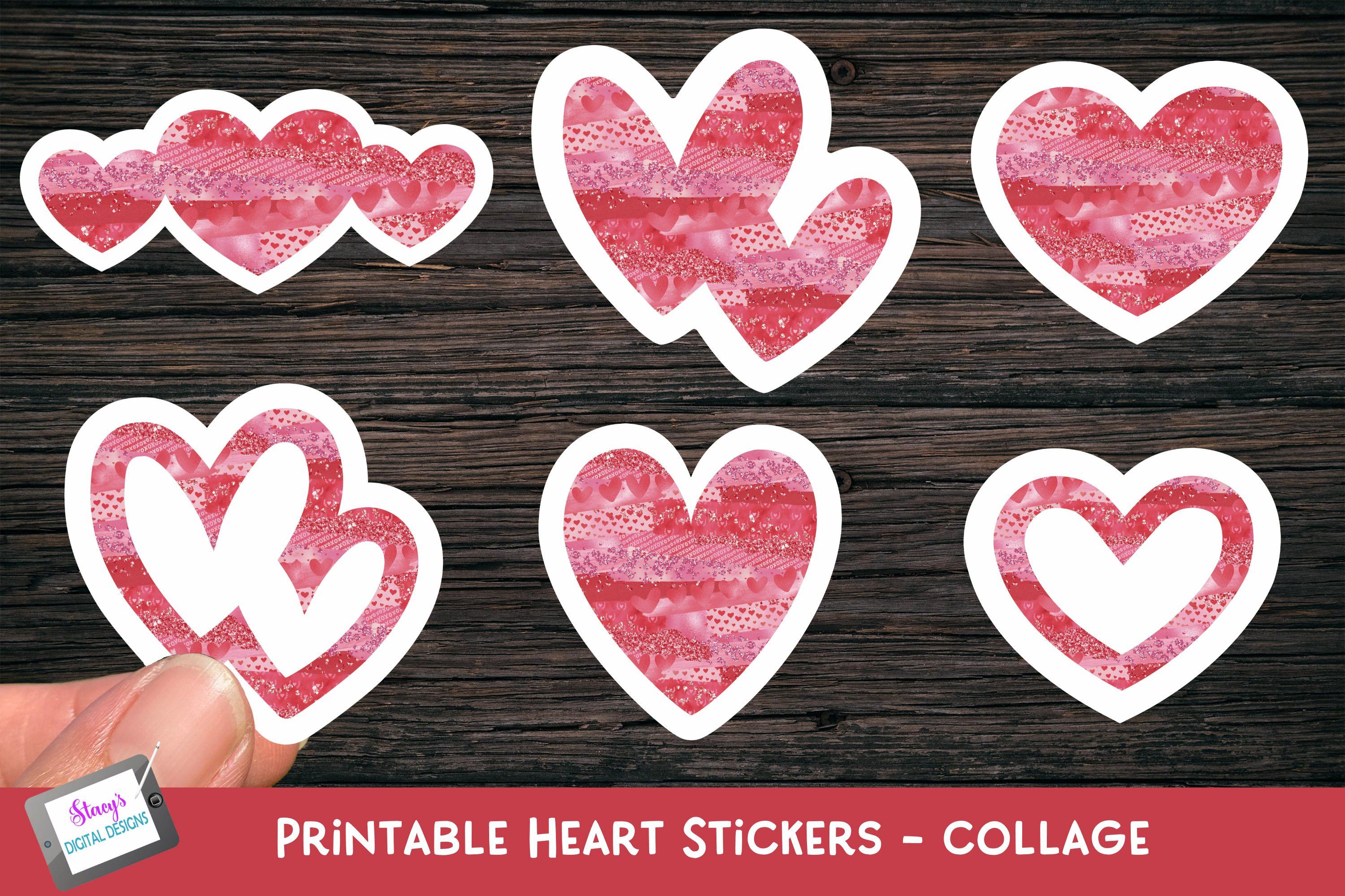 Printable Heart Stickers | Collage Valentine Stickers