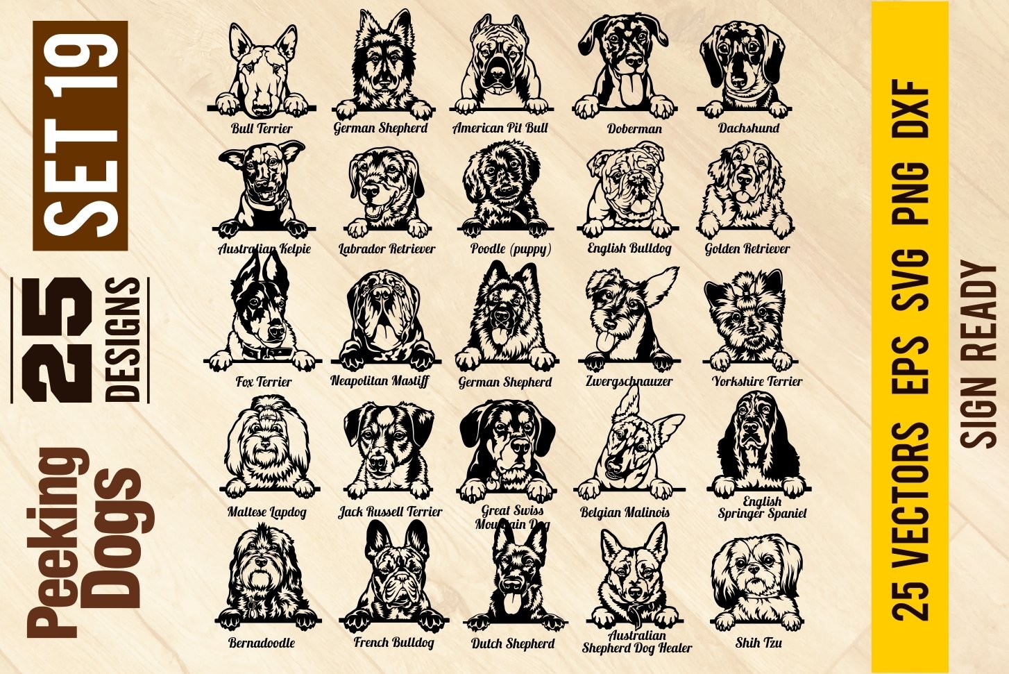 Peeking Dogs Set 19 Svg, BUNDLE 25 Cut vector SVG 25 designs view 2
