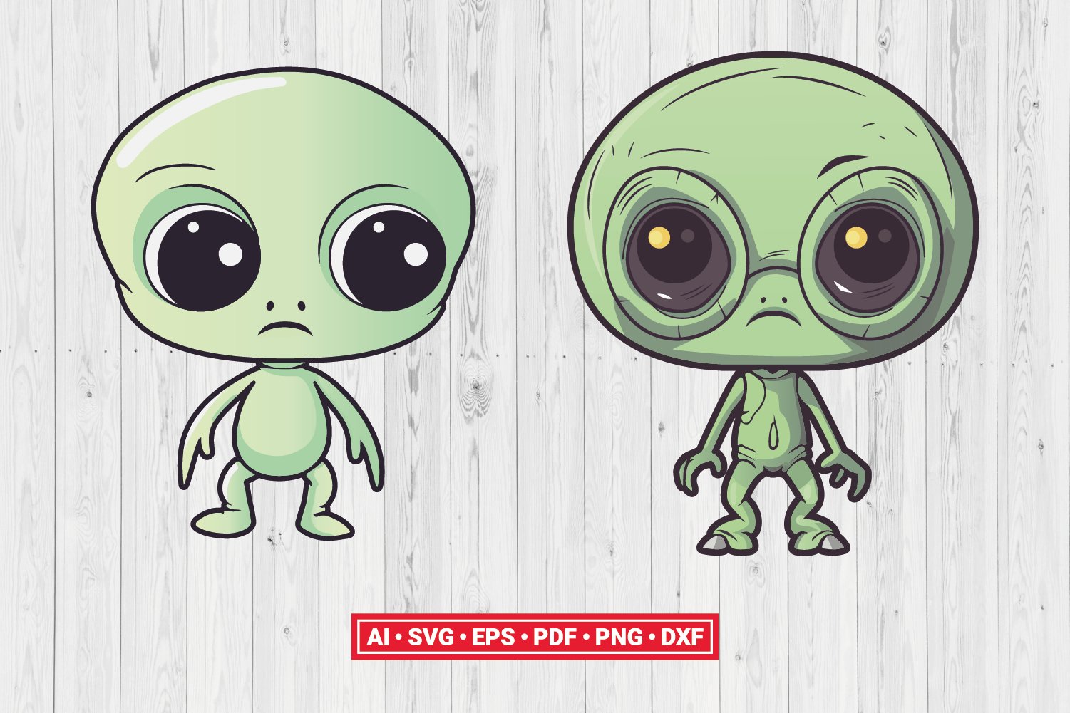 Cute Alien Cartoon SVG Cut File Cricut Vector Clipart view 2