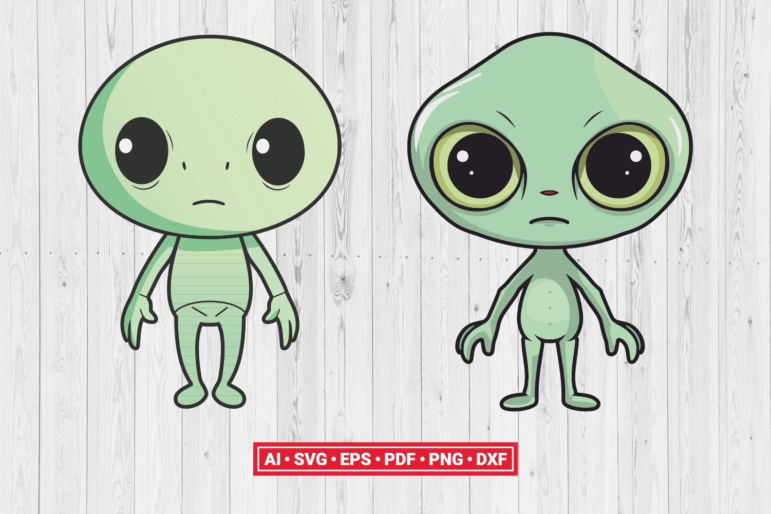 Cute Alien Cartoon SVG Cut File Cricut Vector Clipart view 3