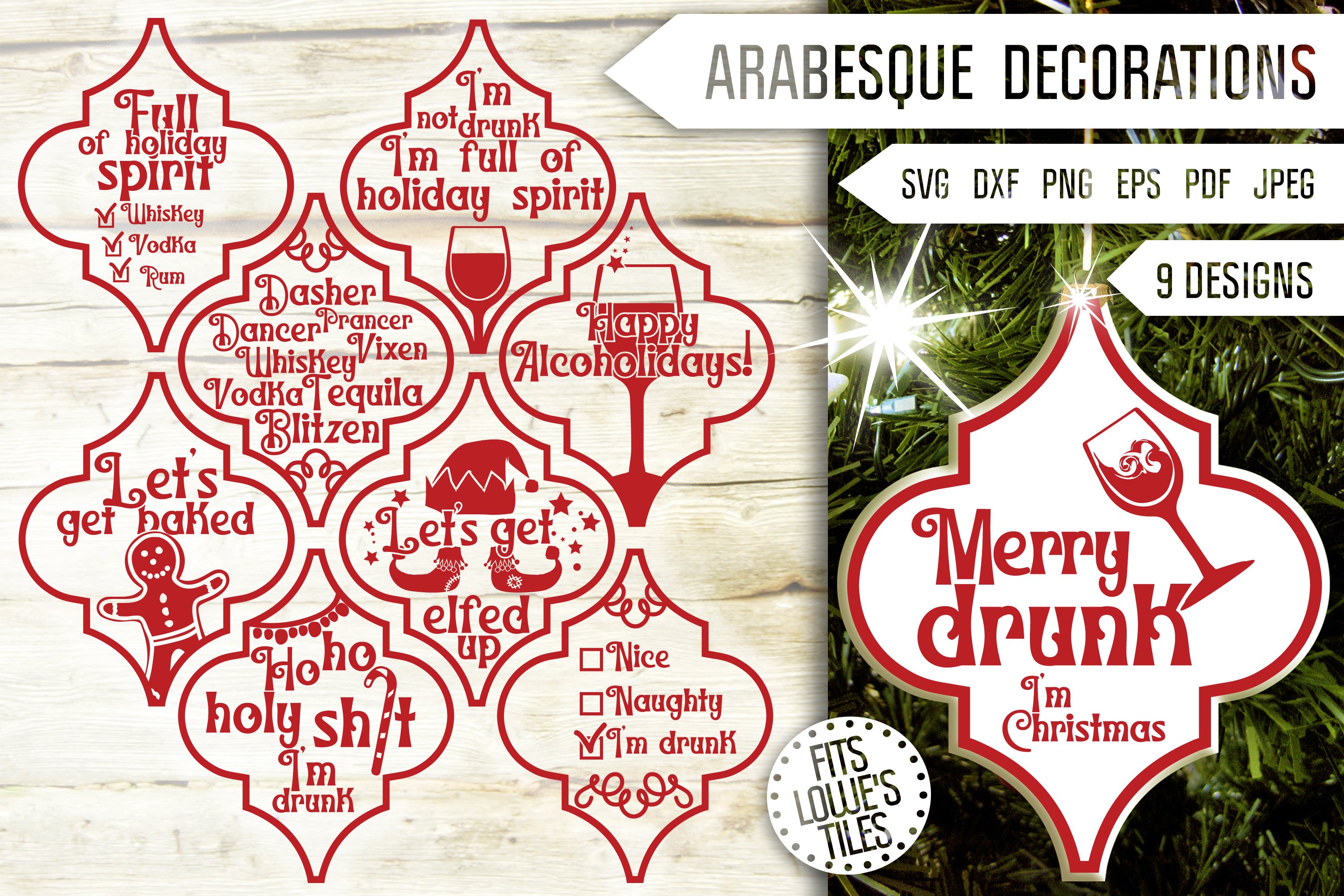 Funny Christmas Ornament Mega Svg Bundle. Arabesque Tile. view 2