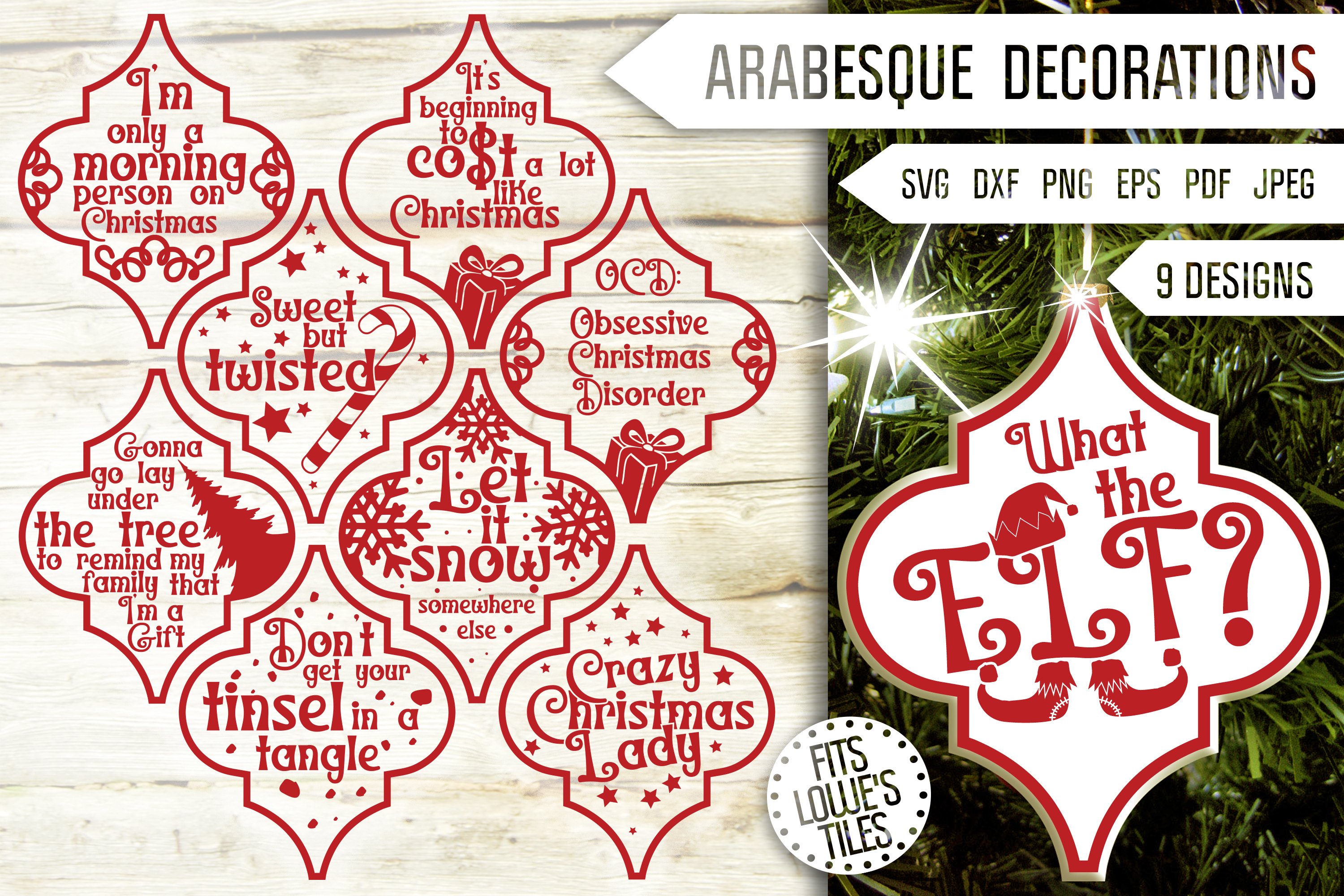 Funny Christmas Ornament Mega Svg Bundle. Arabesque Tile. view 3
