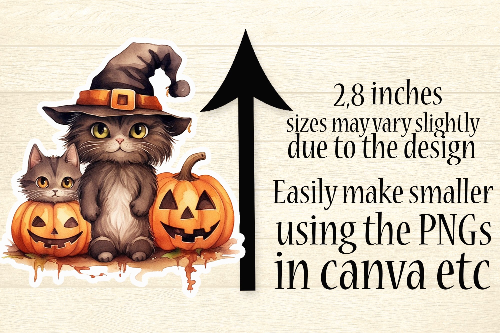 Cute Witch   Cat Halloween Sticker Sheets - 40 PNG Stickers view 2