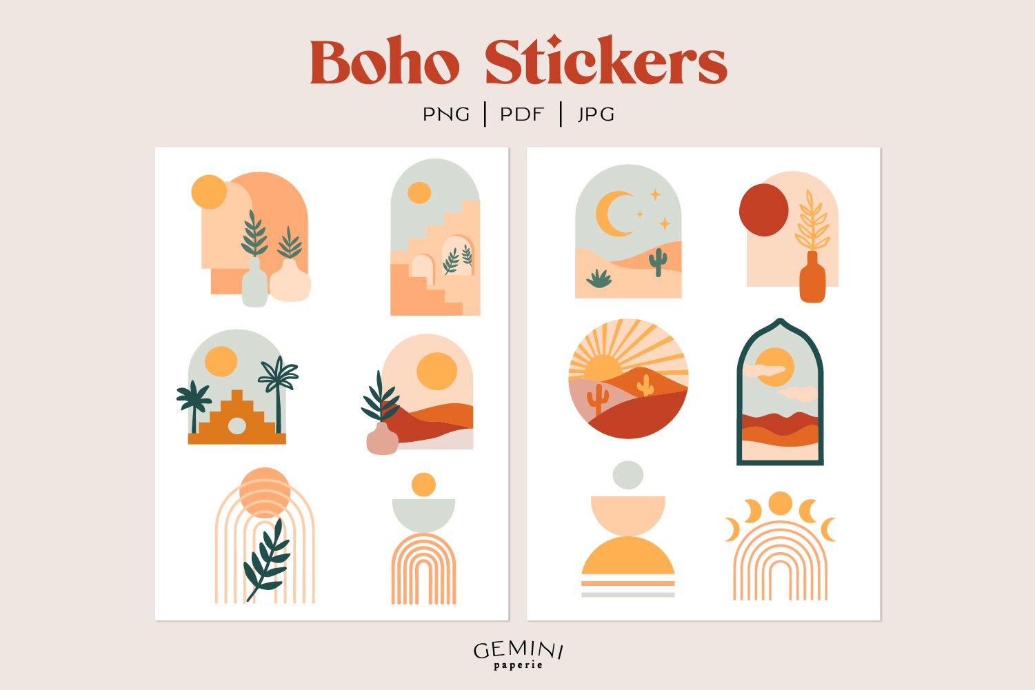 Boho Stickers | Boho Rainbow | Printable Stickers view 2