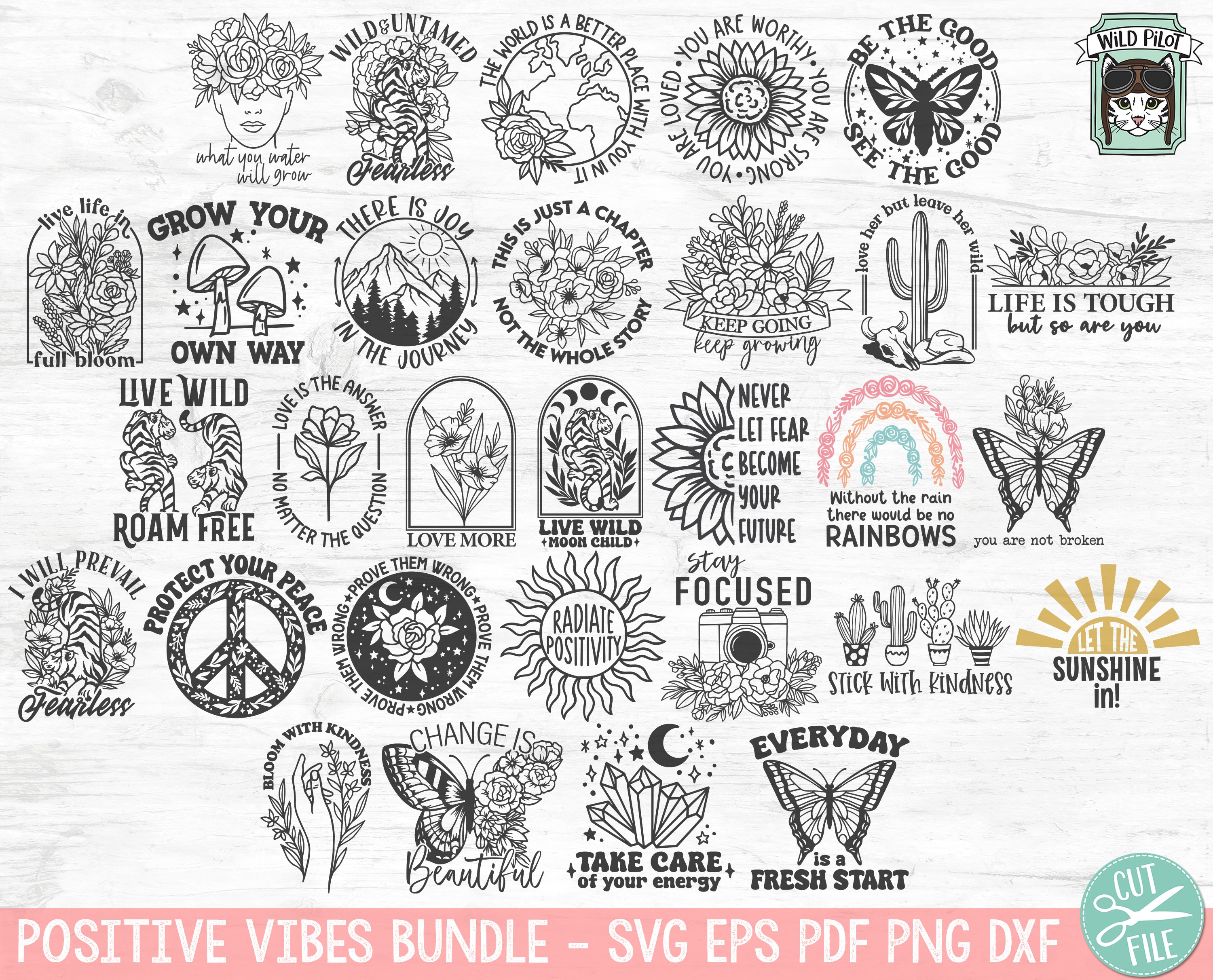 Inspirational Bundle SVG Files, Motivational Quotes view 2