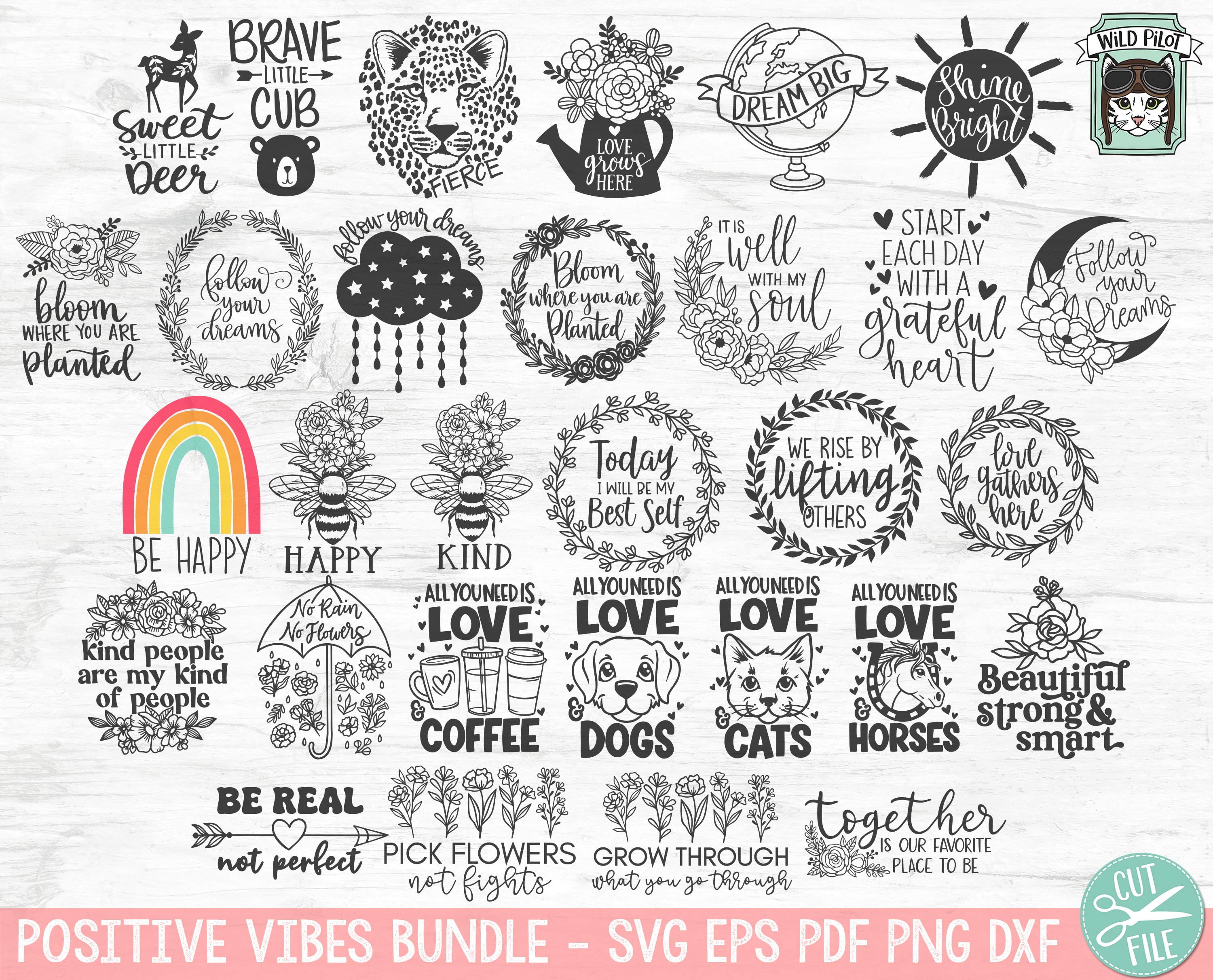 Inspirational Bundle SVG Files, Motivational Quotes view 3