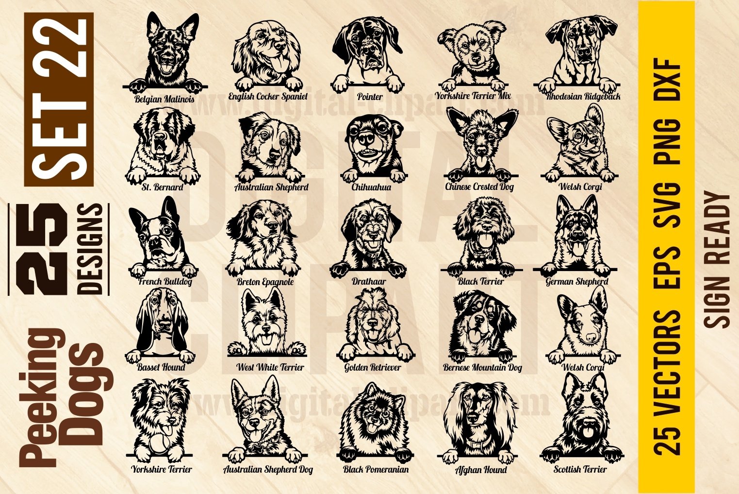 Peeking Dogs Set 22 Svg, BUNDLE 25 Cut vector SVG 25 designs view 3