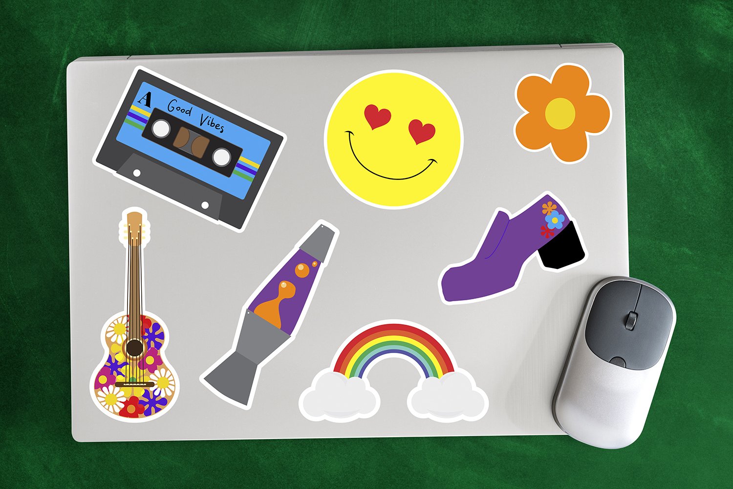 Retro 70s Groovy Hippie Printable Stickers Bundle view 3