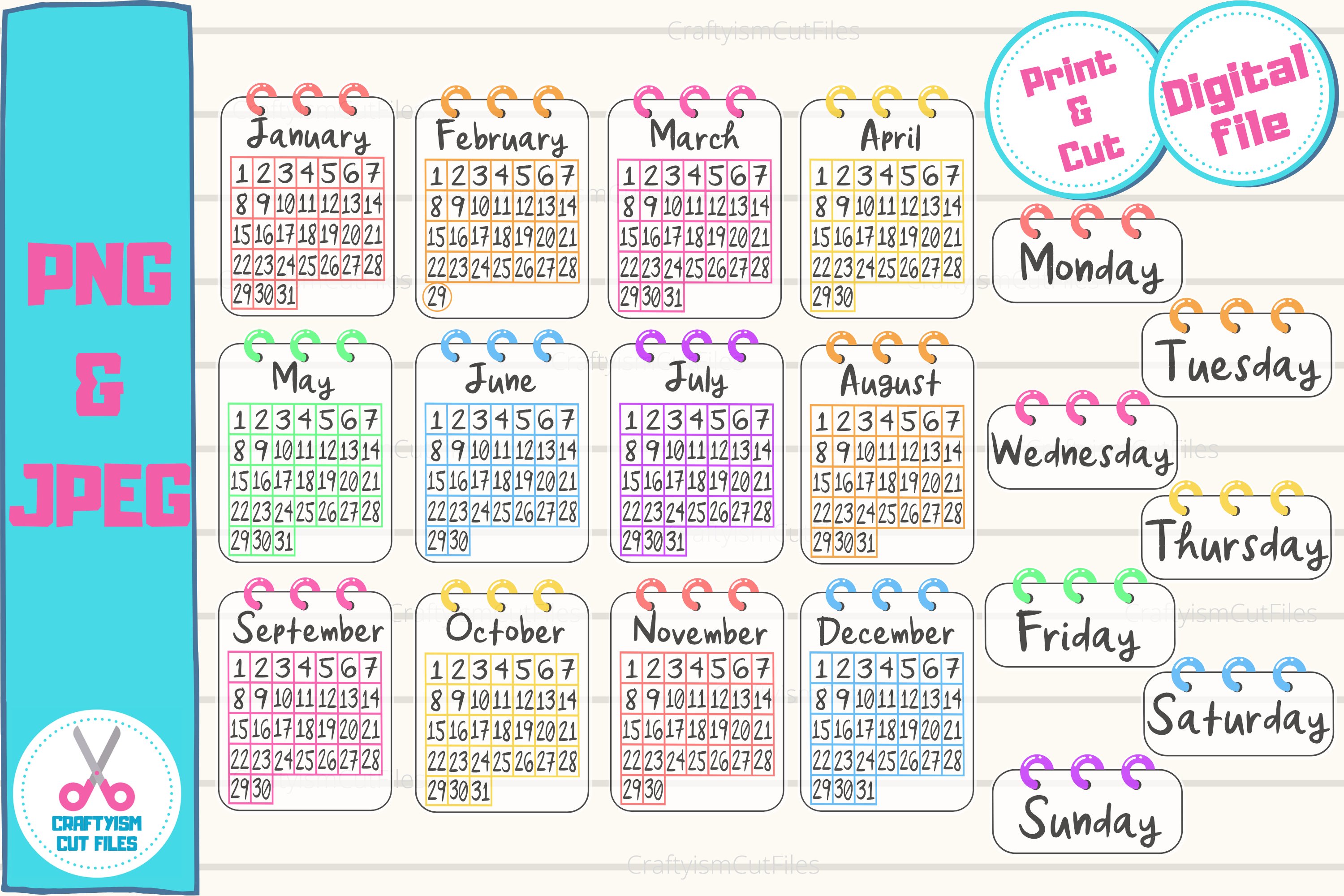 Ring Bound Kawaii Notebook Planner Stickers Print   Cut File