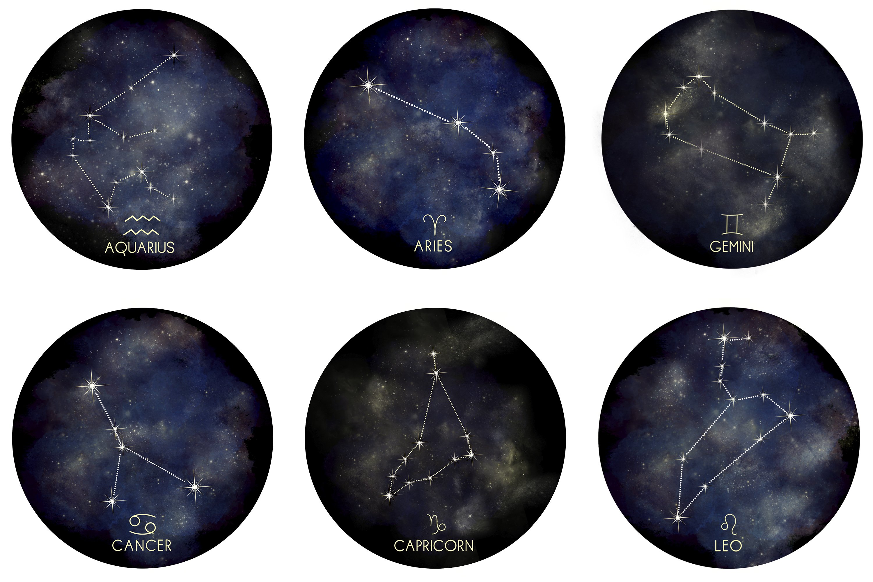 12 stickers zodiacal constellation, zodiac signs PNG view 2