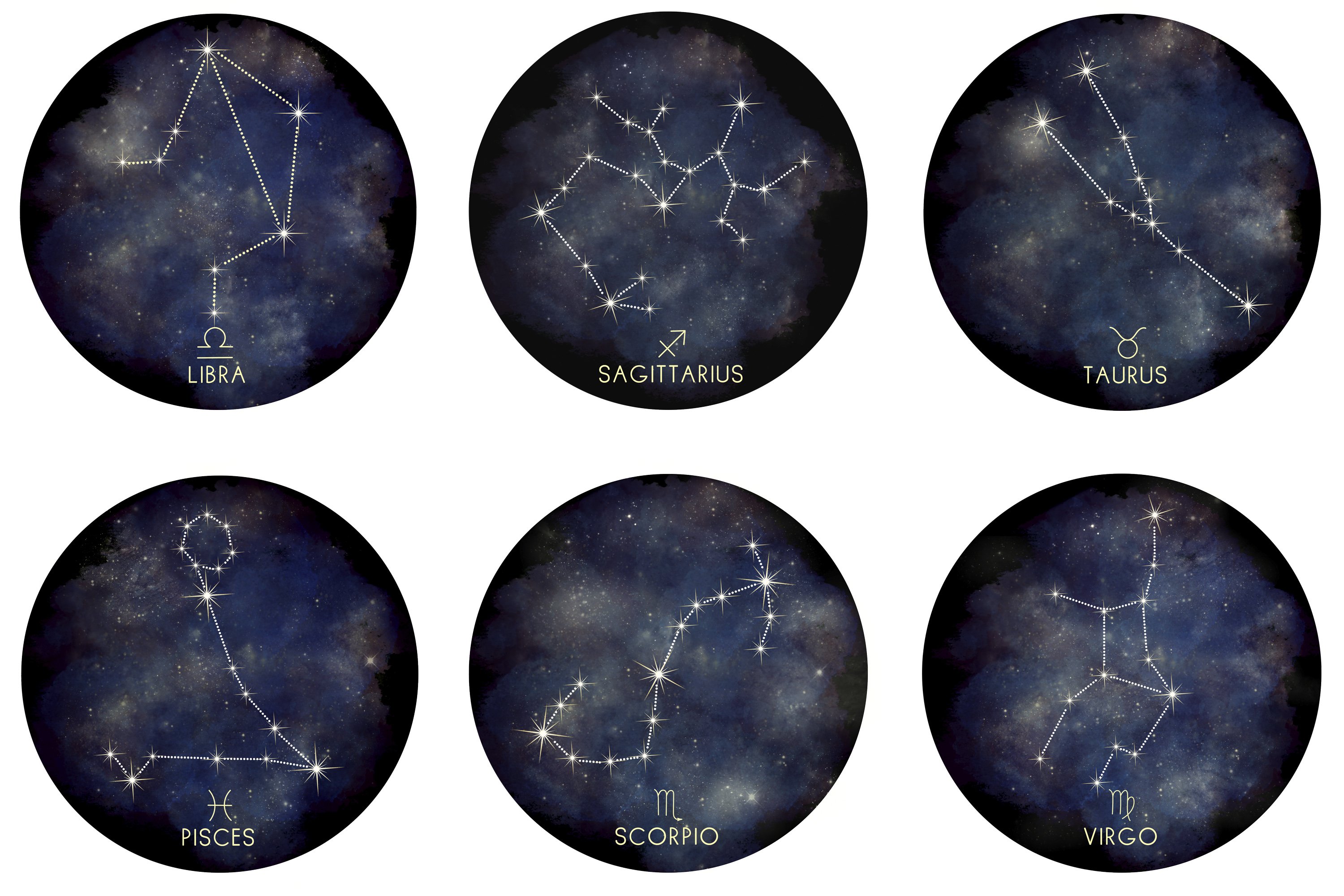 12 stickers zodiacal constellation, zodiac signs PNG view 3