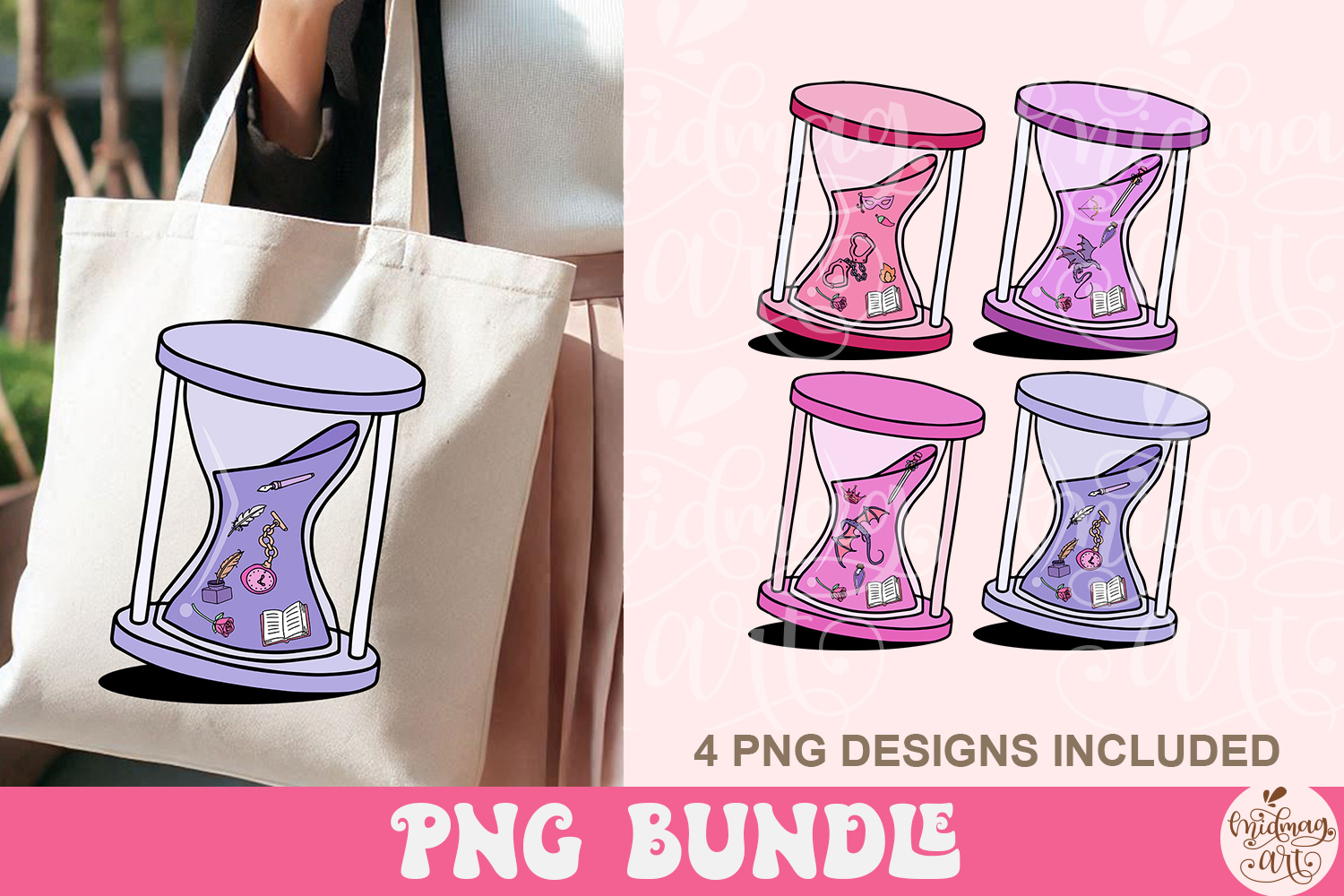 Bookish Romance Hourglass Png Bundle view 3