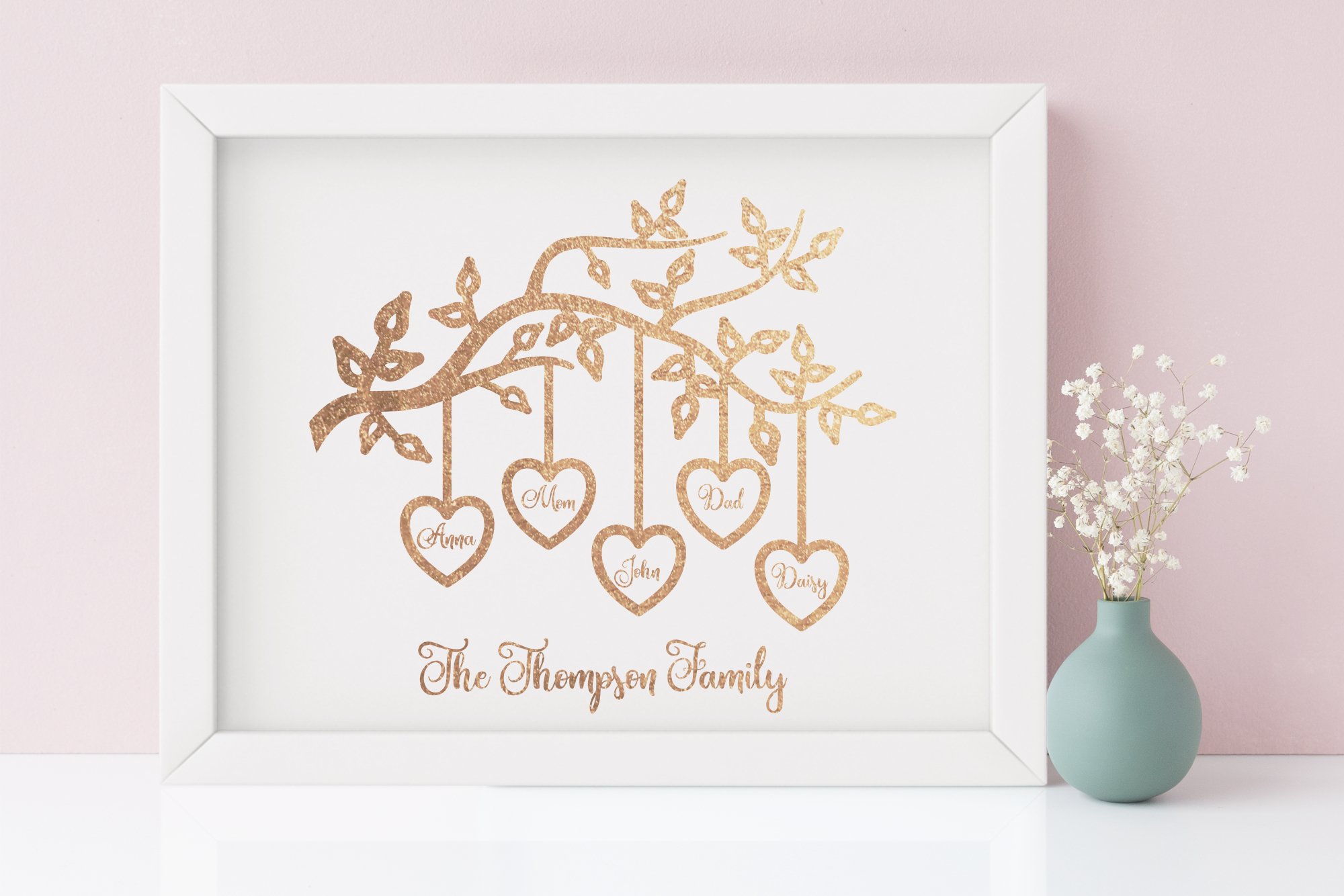 Family tree svg bundle 2-25 members, Family tree branch view 3