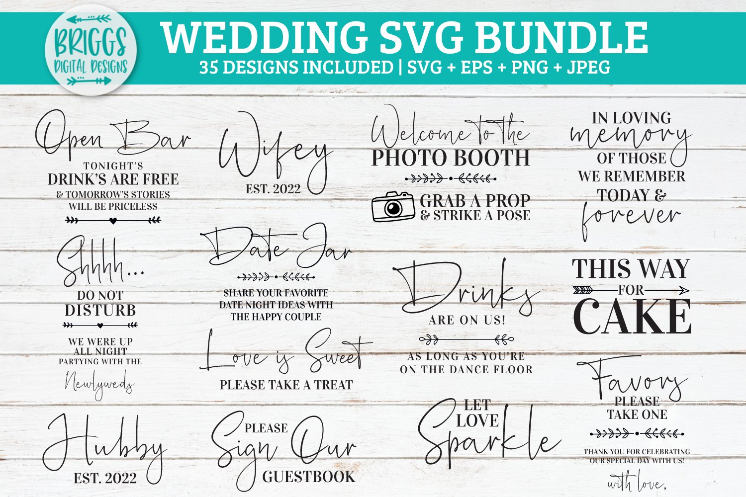 Wedding Sign SVG Bundle | 35 Designs Included view 2