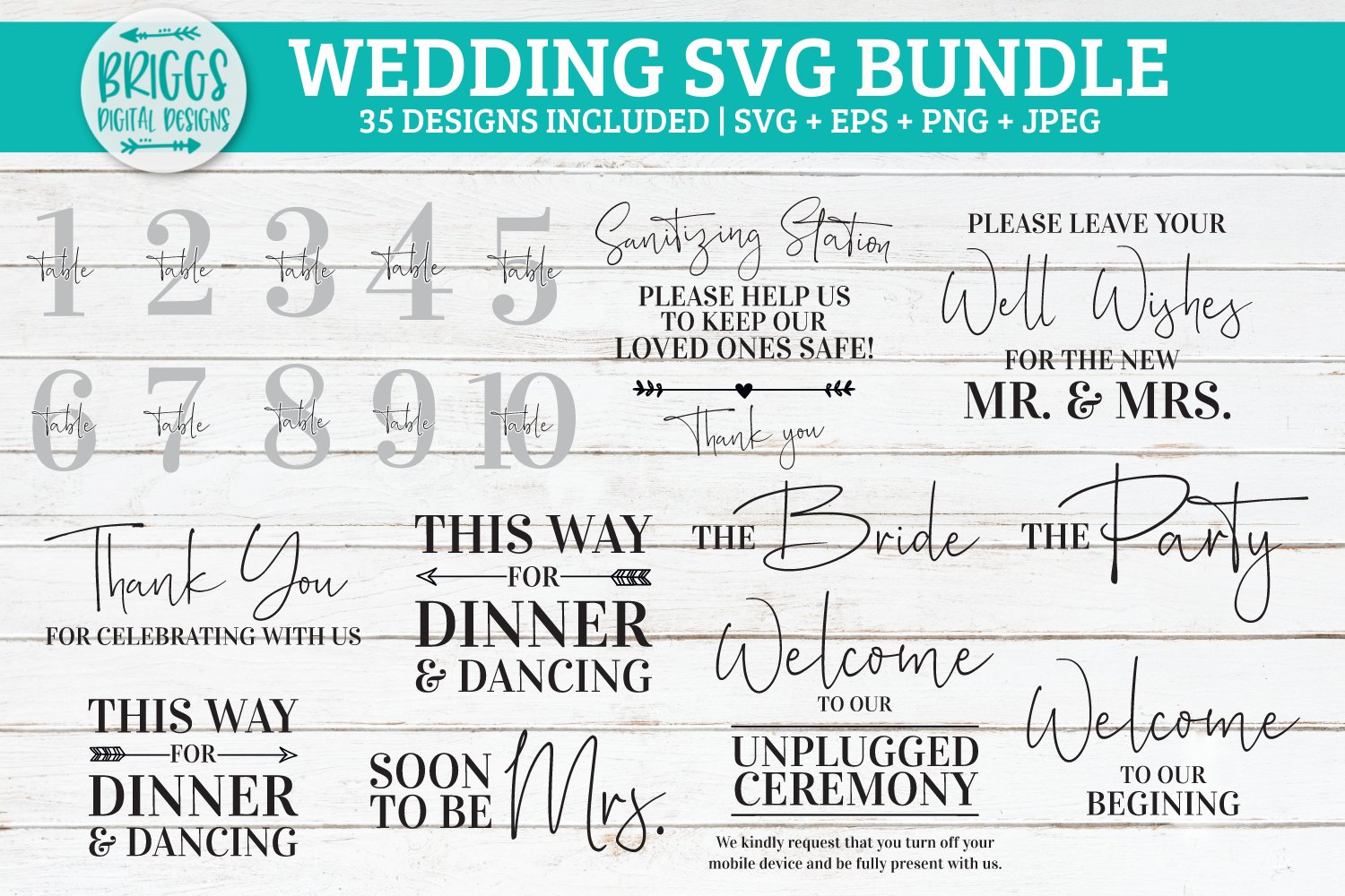 Wedding Sign SVG Bundle | 35 Designs Included view 3