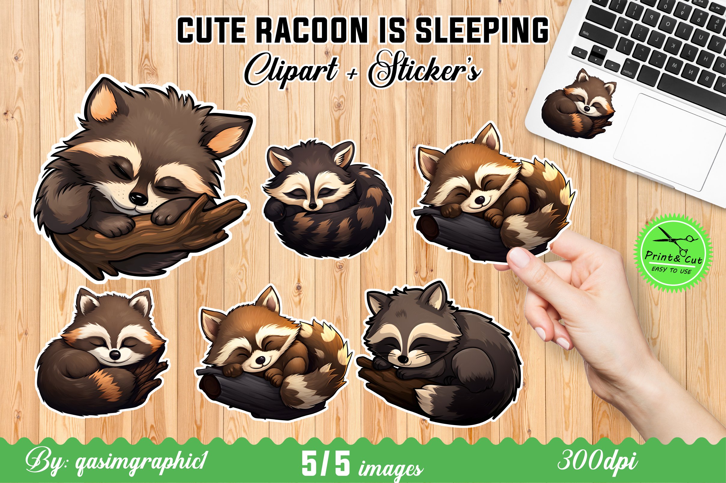 Cute kawaii Racoon Printable Sricker for Kids