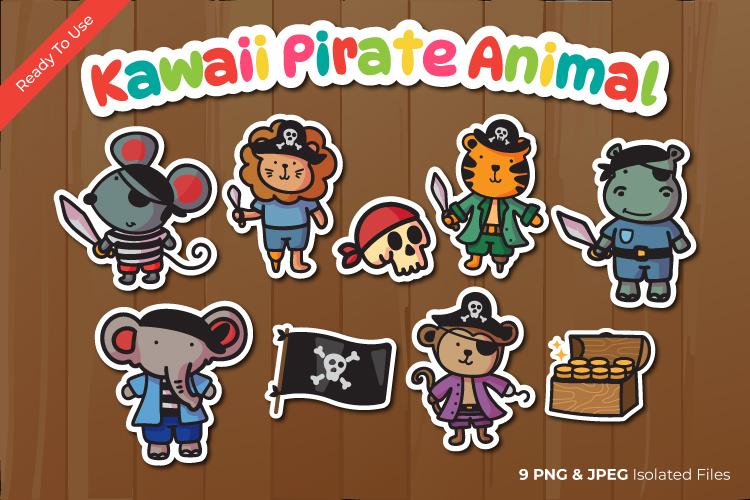 Kawaii Animal Pirate Sticker Bundle