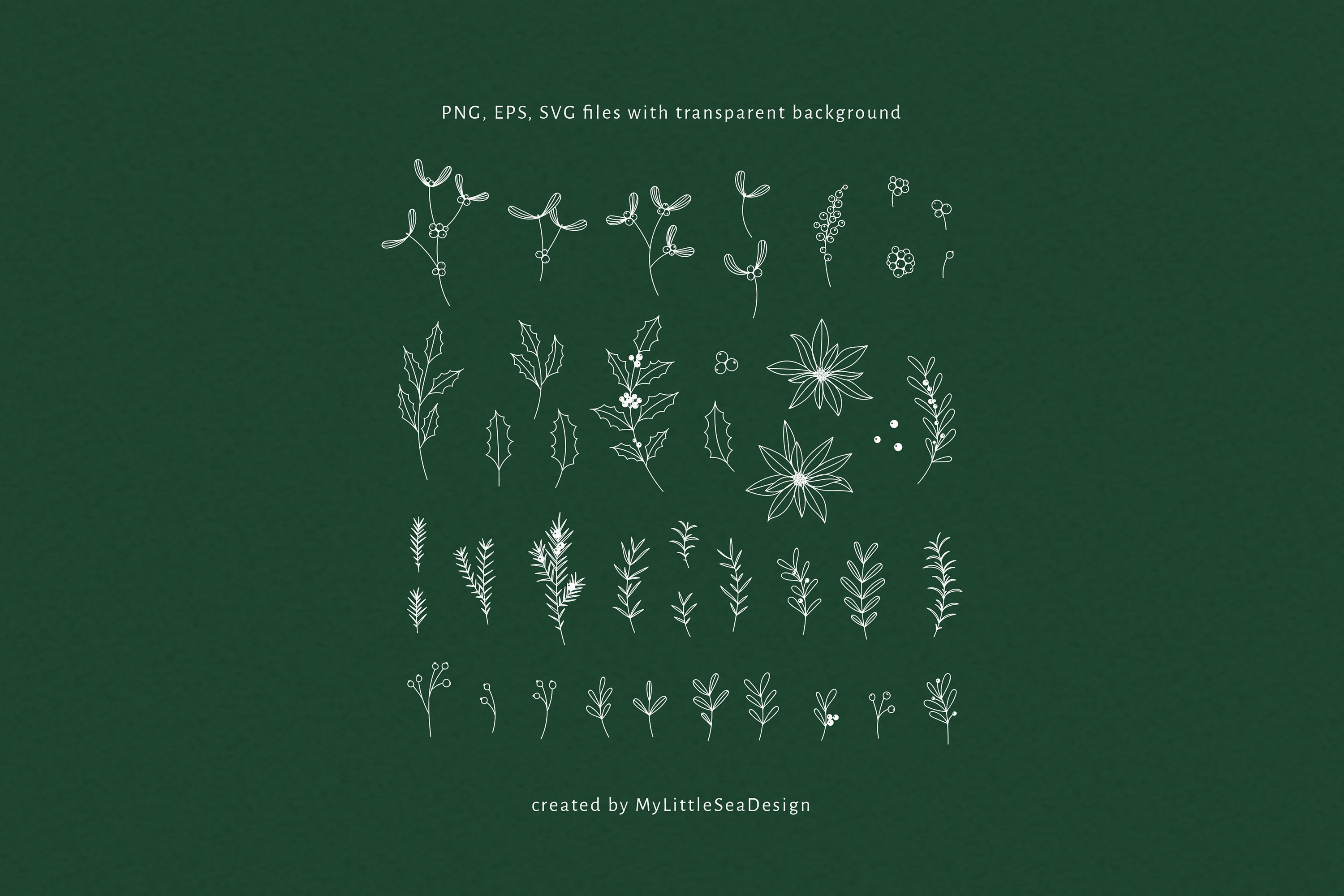 Christmas Floral Svg Bundle, Christmas Svg Clipart view 3