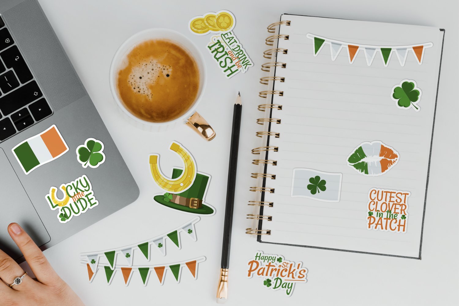 Irish stickers sheet bundle. St. Patricks Day funny quotes view 2