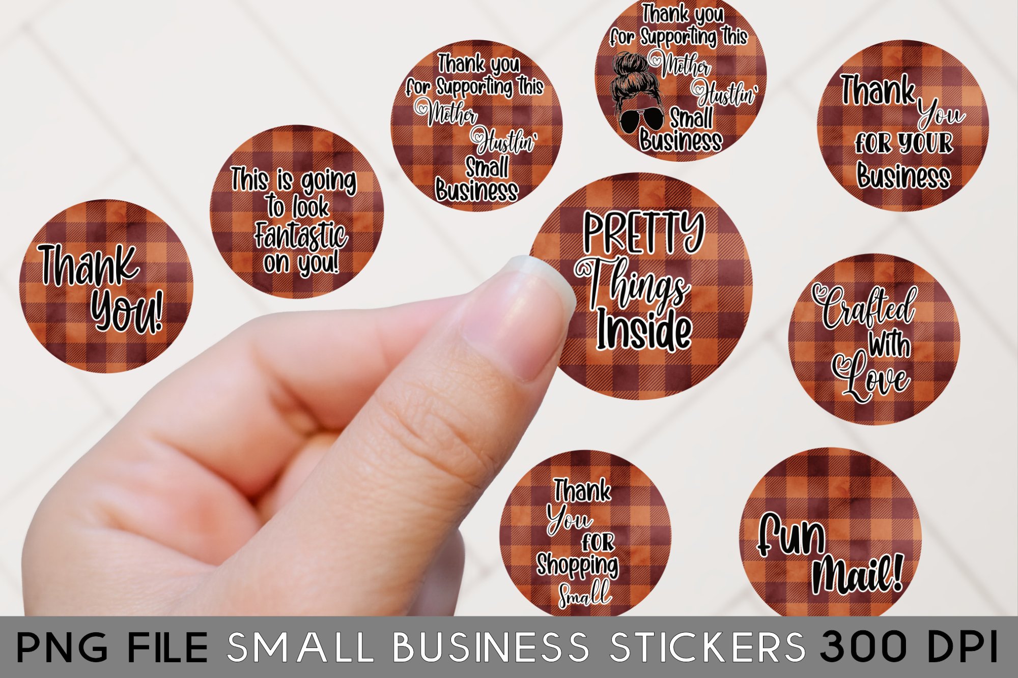 Fall Stickers for Small Business Owners, Plaid Design