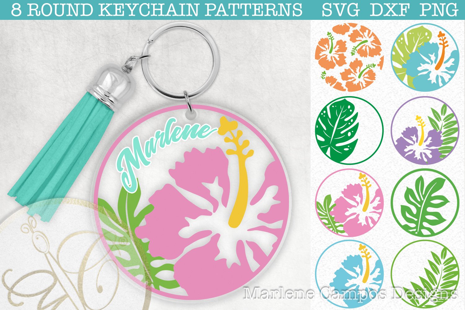 BUNDLE Decorative Keychain Patterns / SVG, DXF, PNG view 2