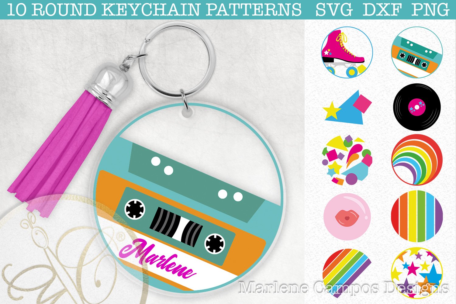 BUNDLE Decorative Keychain Patterns / SVG, DXF, PNG view 3