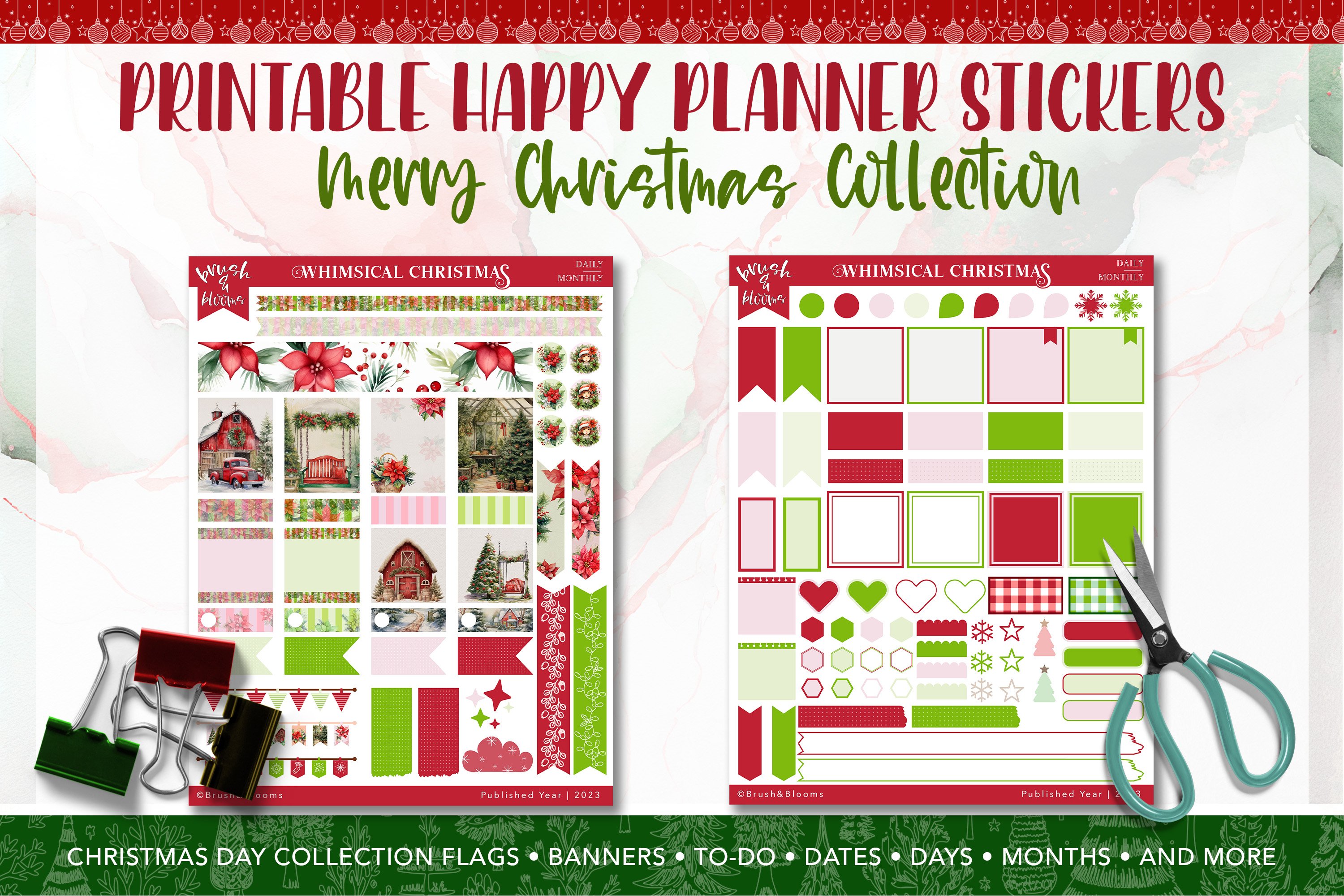 Christmas Happy Planner Printable Stickers Bundle view 2