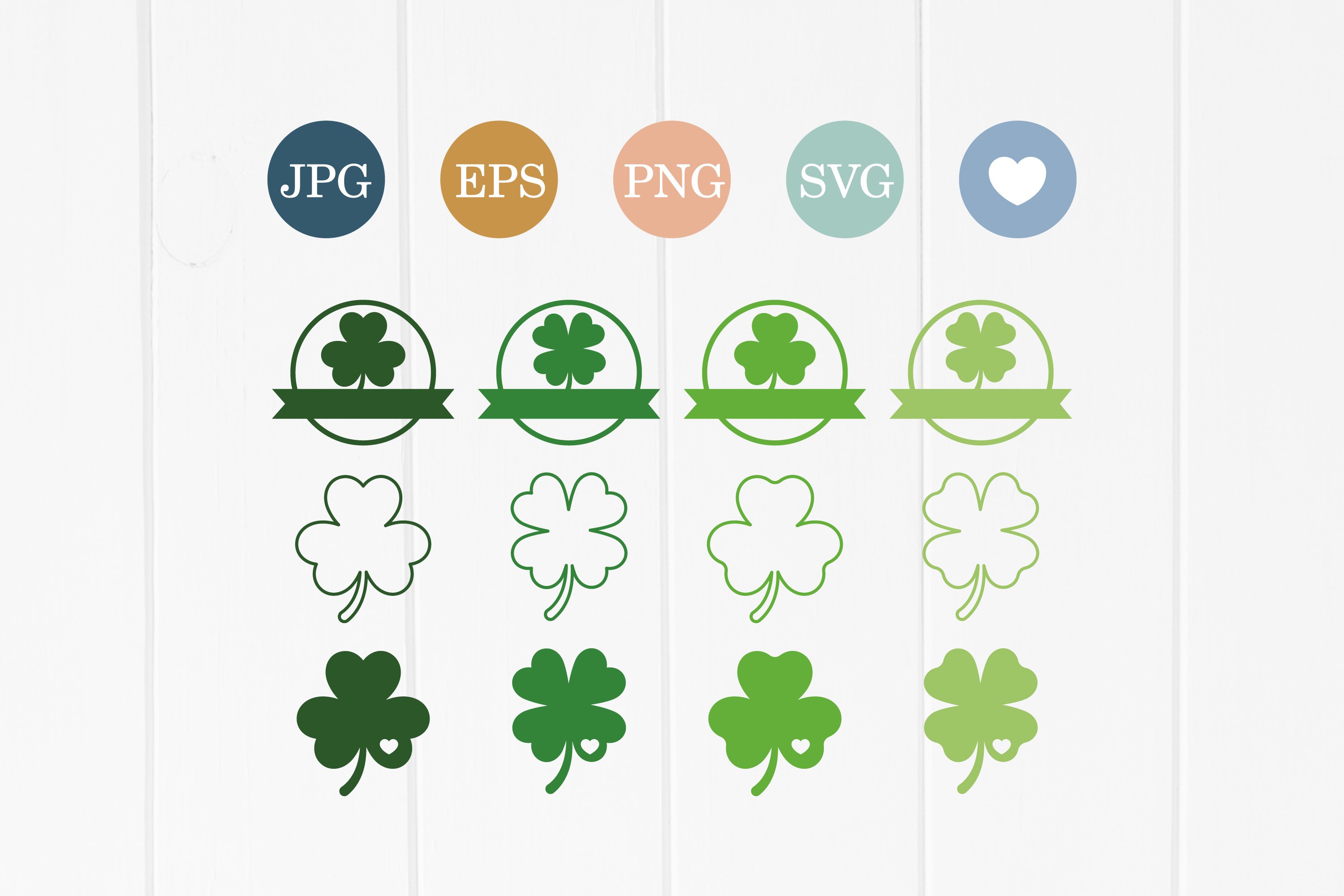 Shamrock SVG clovers silhouette cut file, St. Patricks Day
