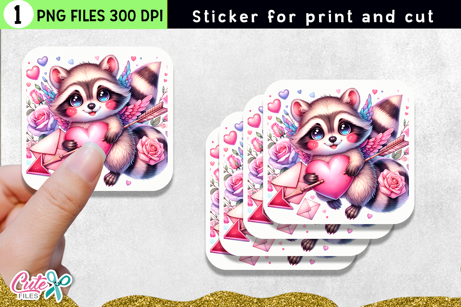 5 Valentine Stickers | Cute Love PNG Sublimation Pack view 3