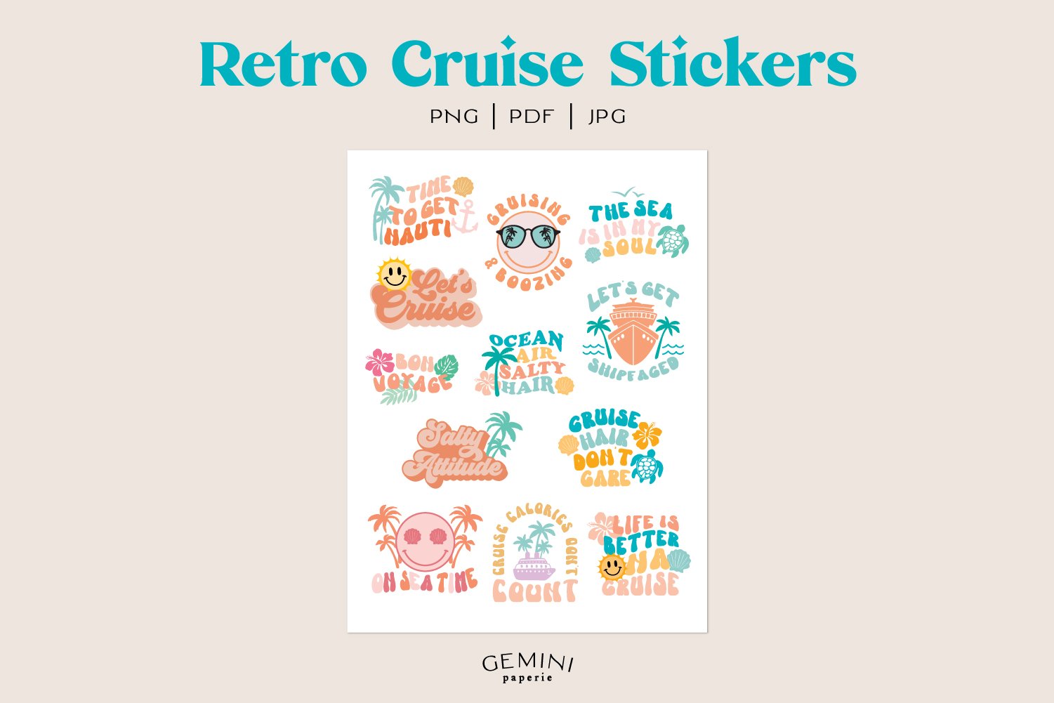 Cruise Stickers | Retro Stickers | Printable Stickers view 2