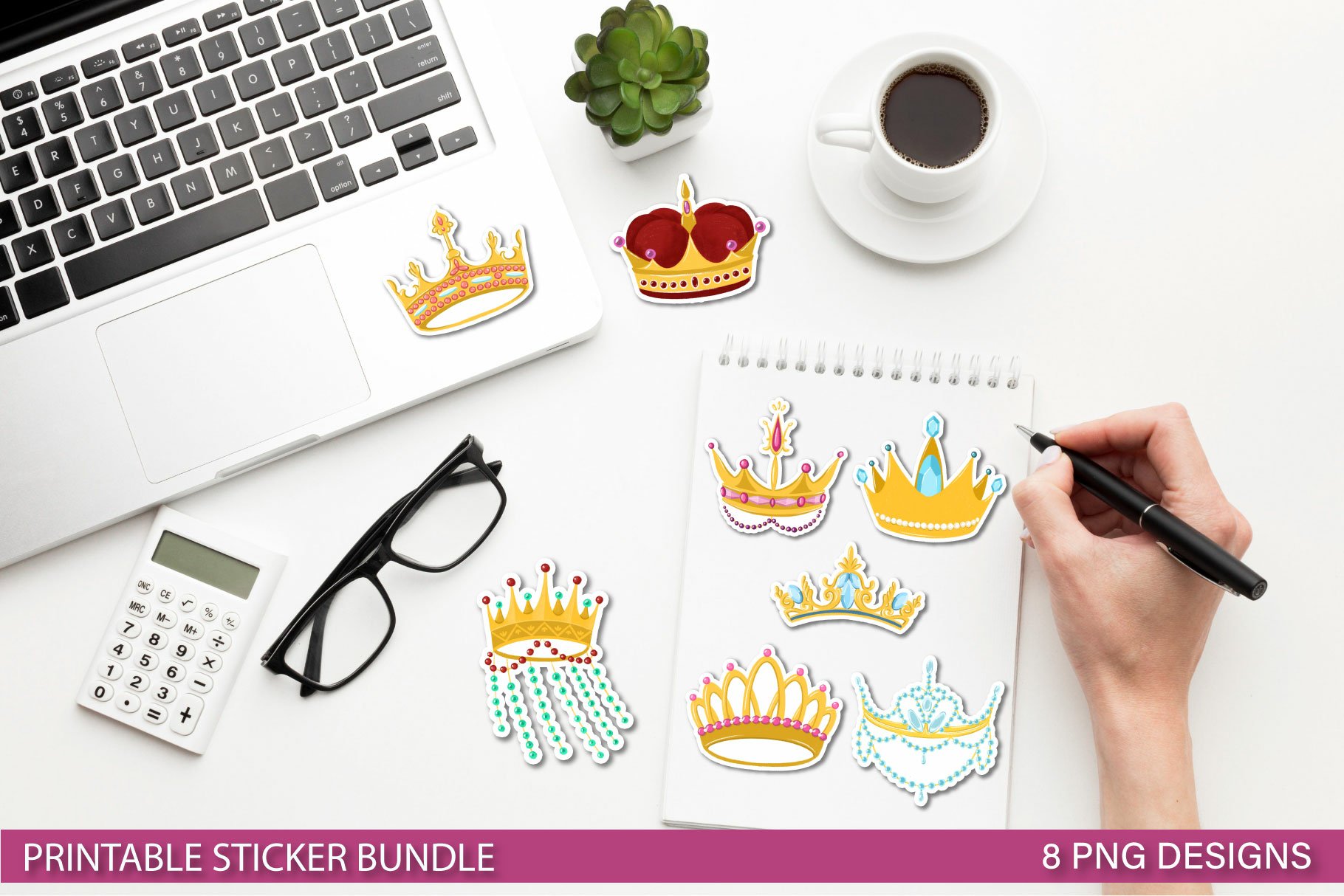Crown Sticker Bundle | Princess crown printable sticker view 3