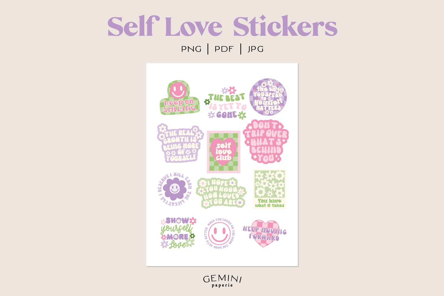 Self Love Stickers | DIY Printable Sticker Bundle view 2