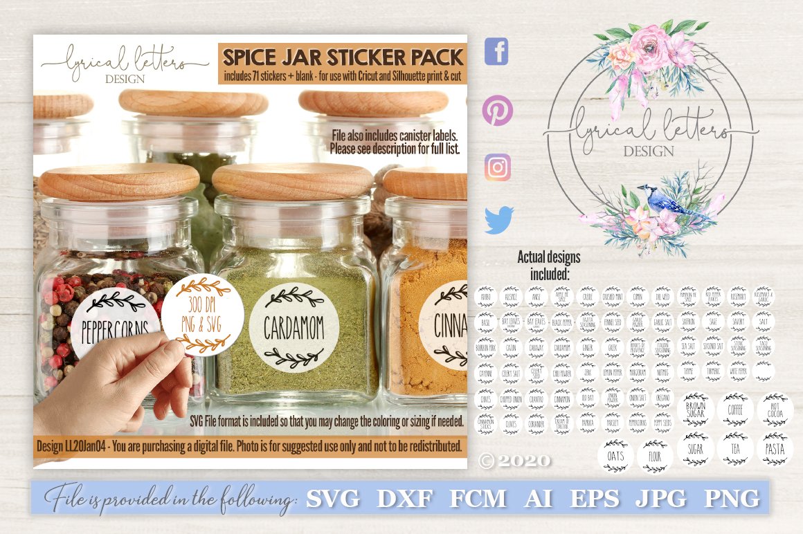 Spice Jar and Pantry Label Sticker Bundle LL20Jan04
