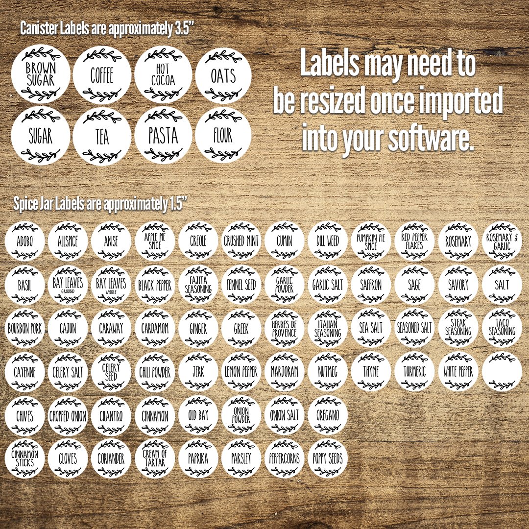 Spice Jar and Pantry Label Sticker Bundle LL20Jan04 view 2