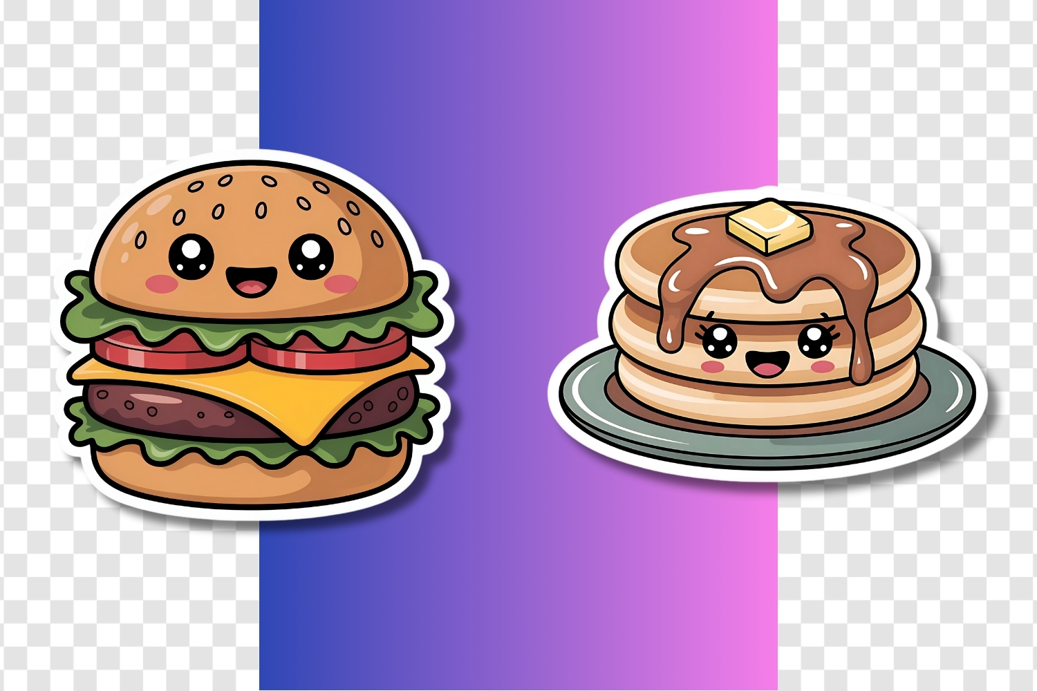 Printable Kawaii Cute Food Stickers Bundle PNG JPG PDF view 2